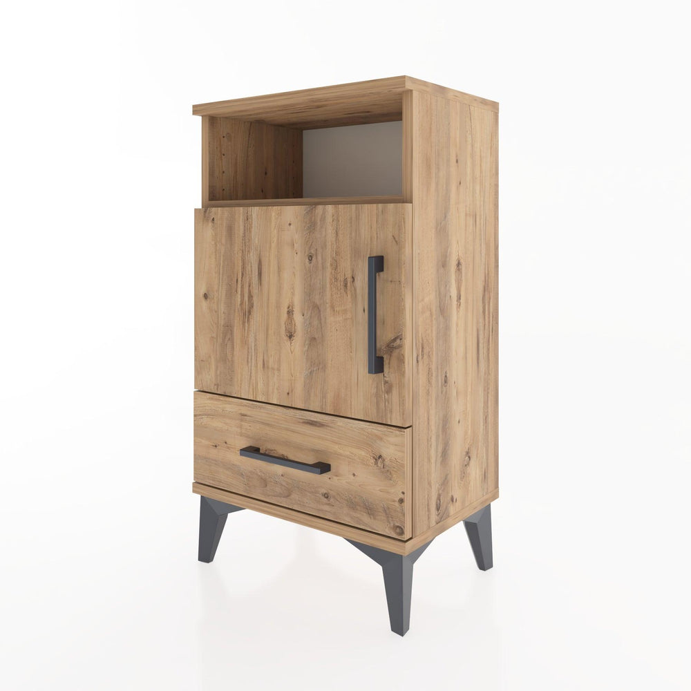 Woodntry Modüler Komodin Raf Kapak Çekmeceli 44x30x68 cm Çam - Woodntry