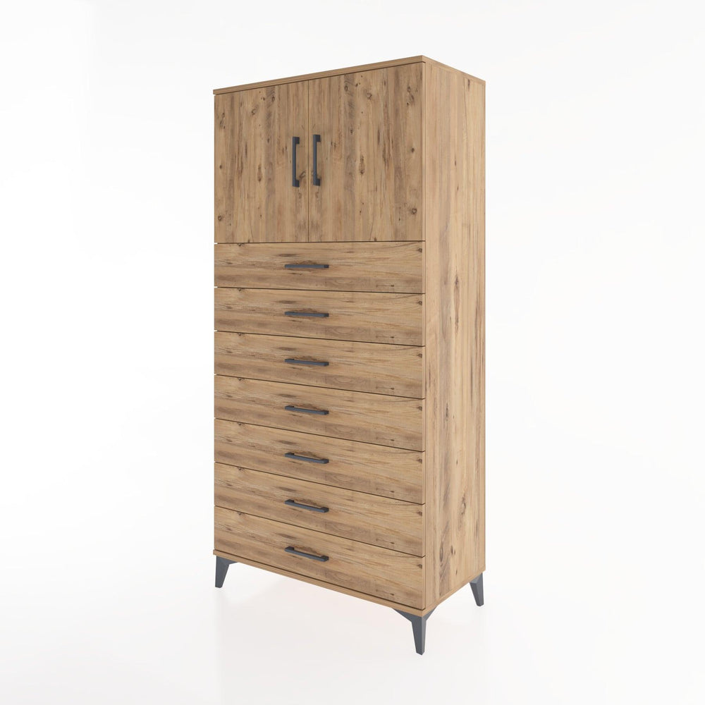 Woodntry Modüler Dolap Çam 88x44x170 cm Kapaklı ve Çekmeceli KC2-3