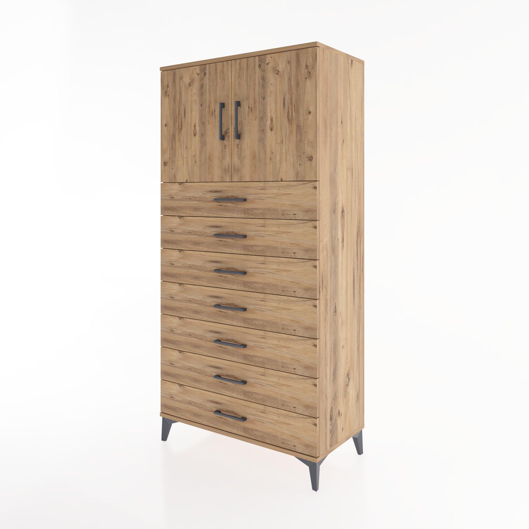 Woodntry Modular Cabinet Pine 88x44x170 cm with Doors and Drawers KC2-3