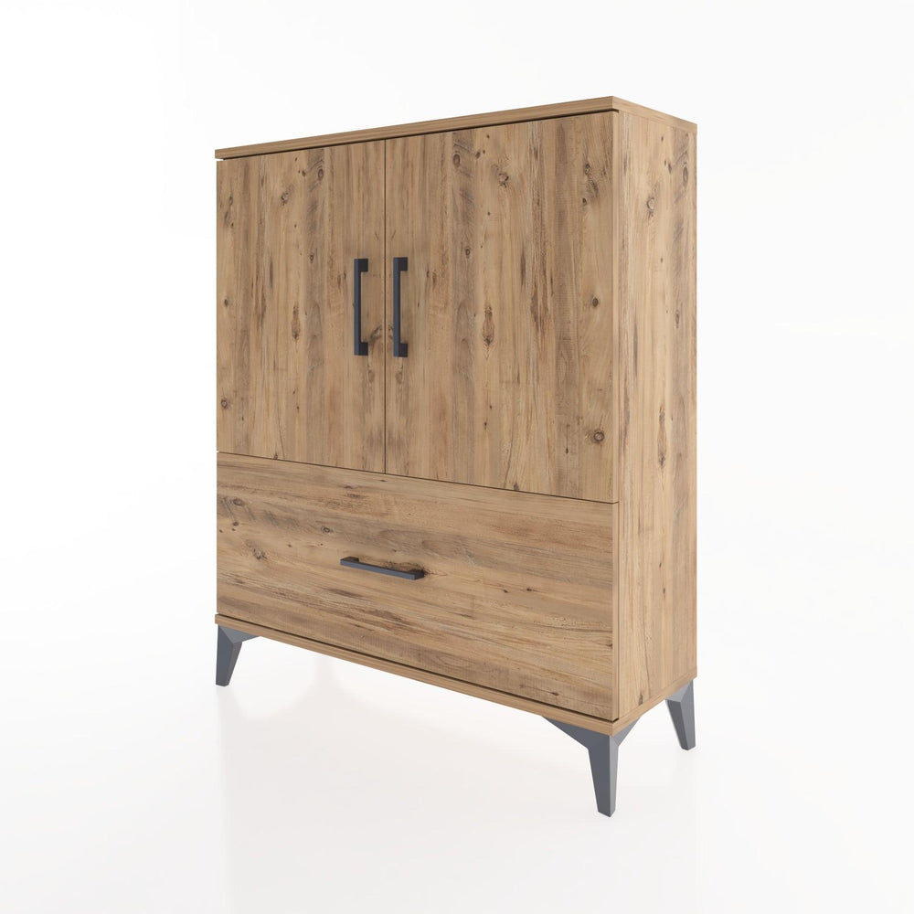 Woodntry Modüler Şifonyer Çam 88x30x94 cm Kapaklı ve Çekmeceli KC10-3