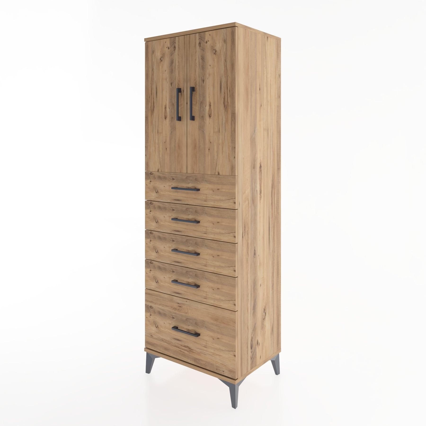 Woodntry Modular Cabinet Pine 60x44x170 cm with Doors and Drawers KC12-3