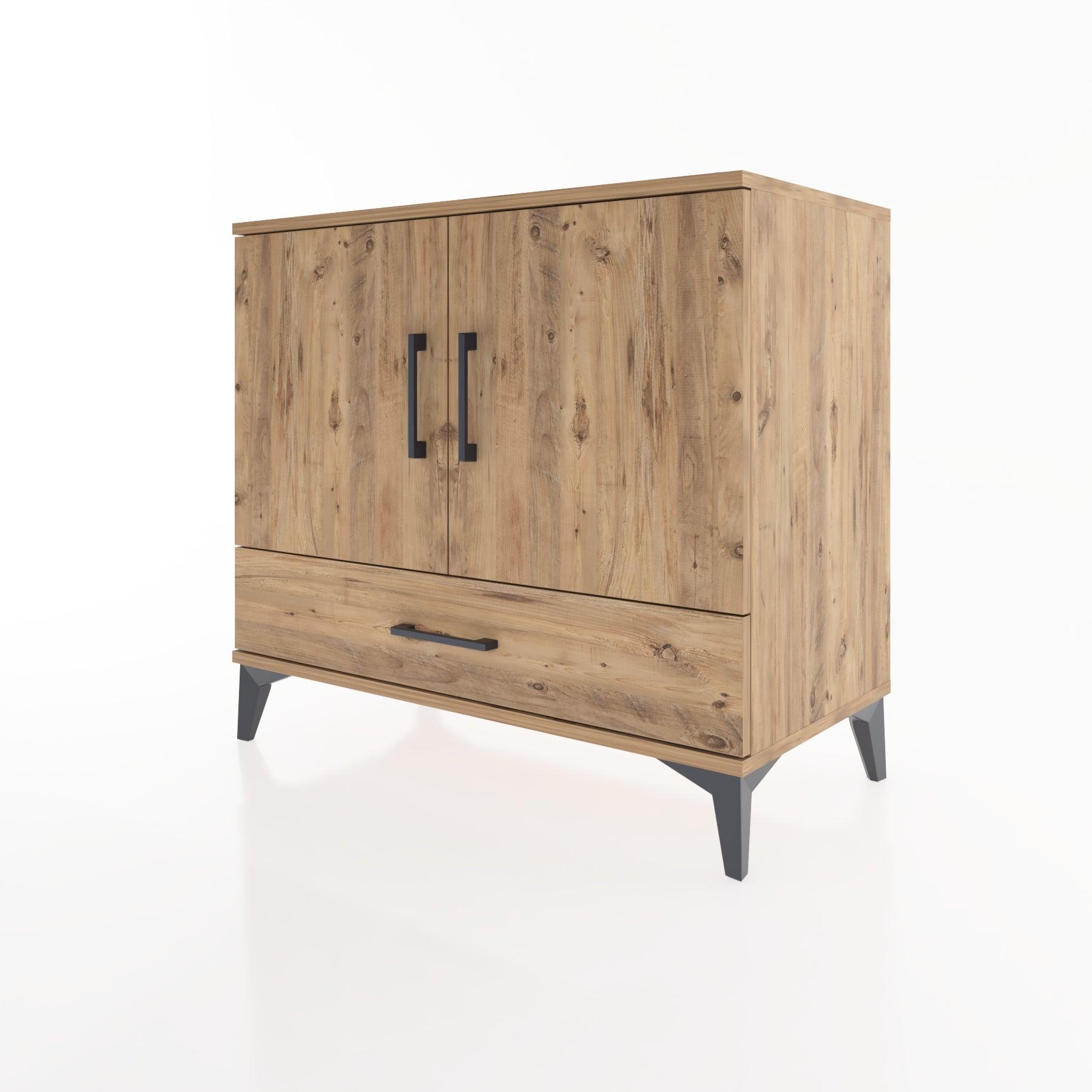 Woodntry Modüler Şifonyer Çam 88x44x68 cm Kapaklı ve Çekmeceli KC1-3