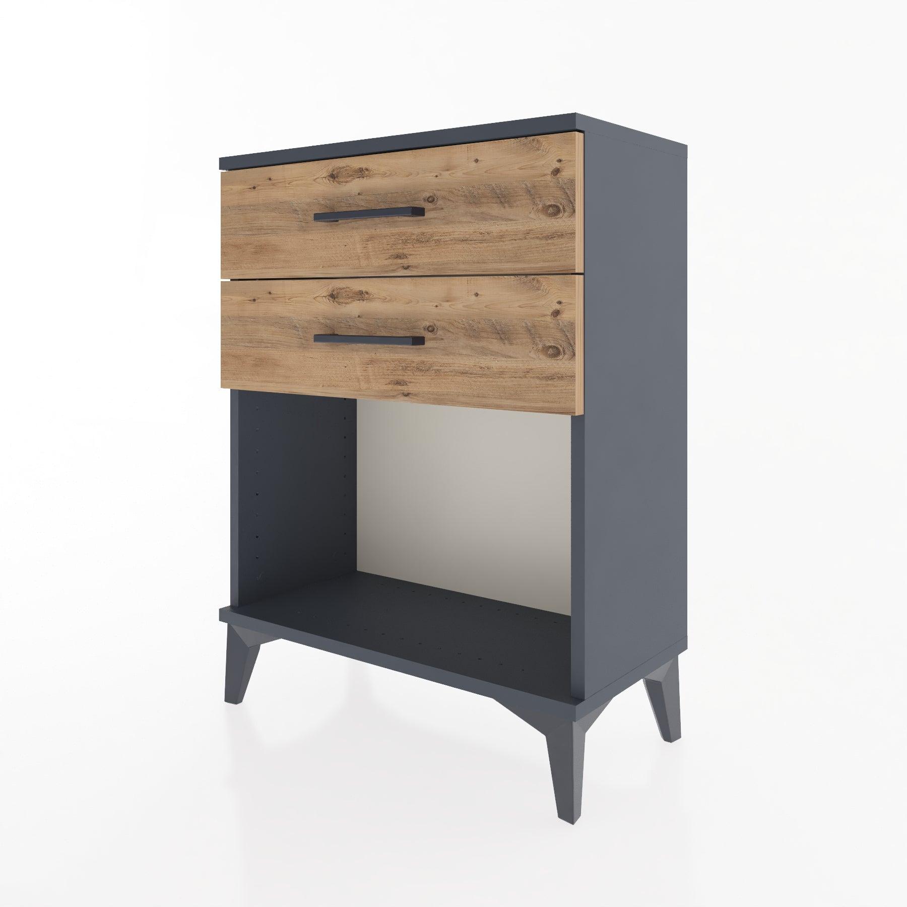Woodntry Modular Nightstand Anthracite 60x30x68 cm with Drawers and Shelves CR2-2