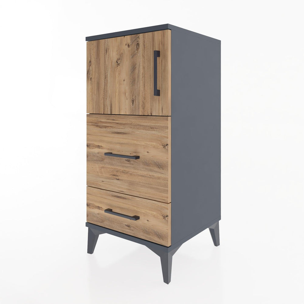 Woodntry Modüler Komodin Antrasit 44x44x84 cm Kapaklı ve Çekmeceli KC46-2