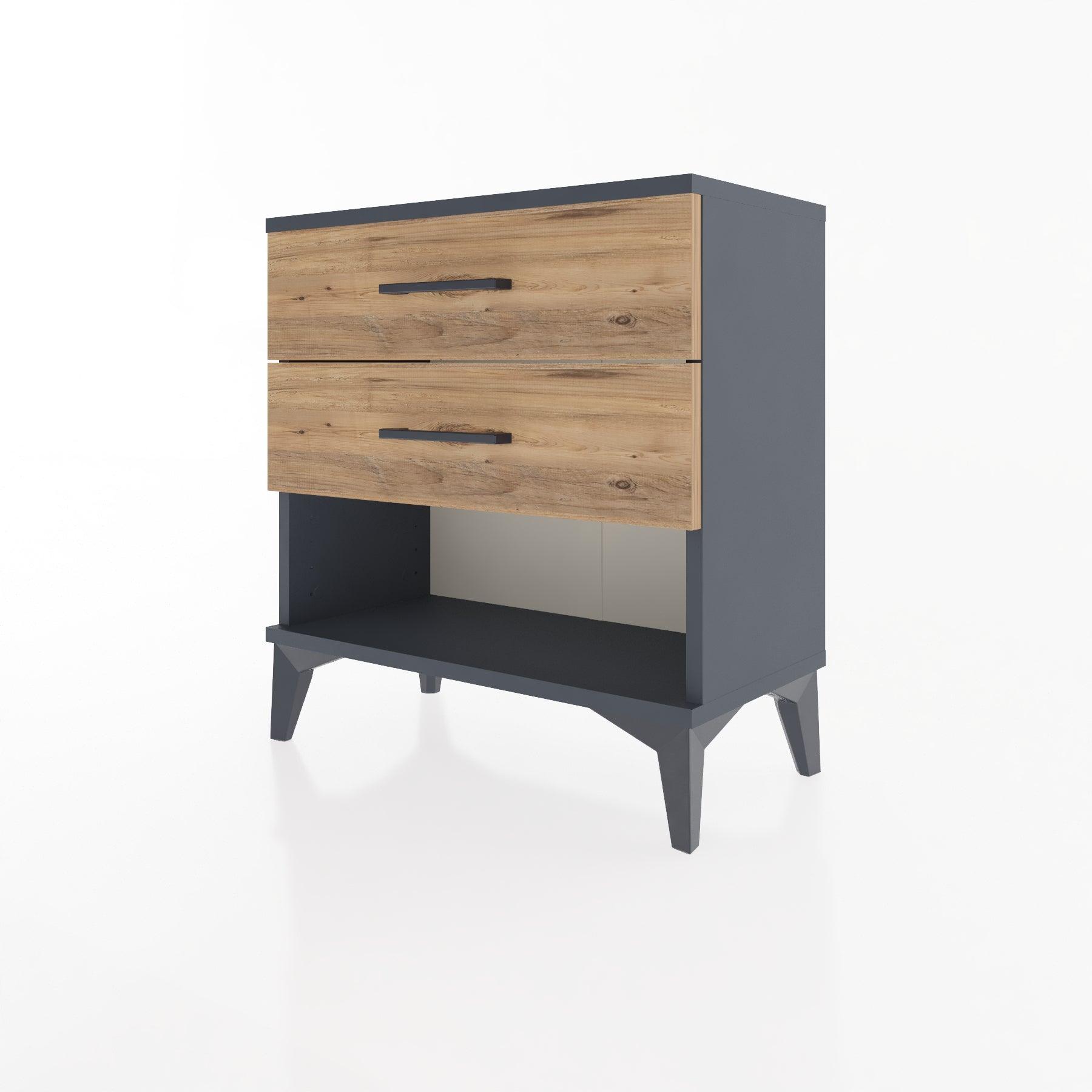 Woodntry Modular Nightstand Anthracite 60x30x52 cm with Drawers and Shelves CR2-2