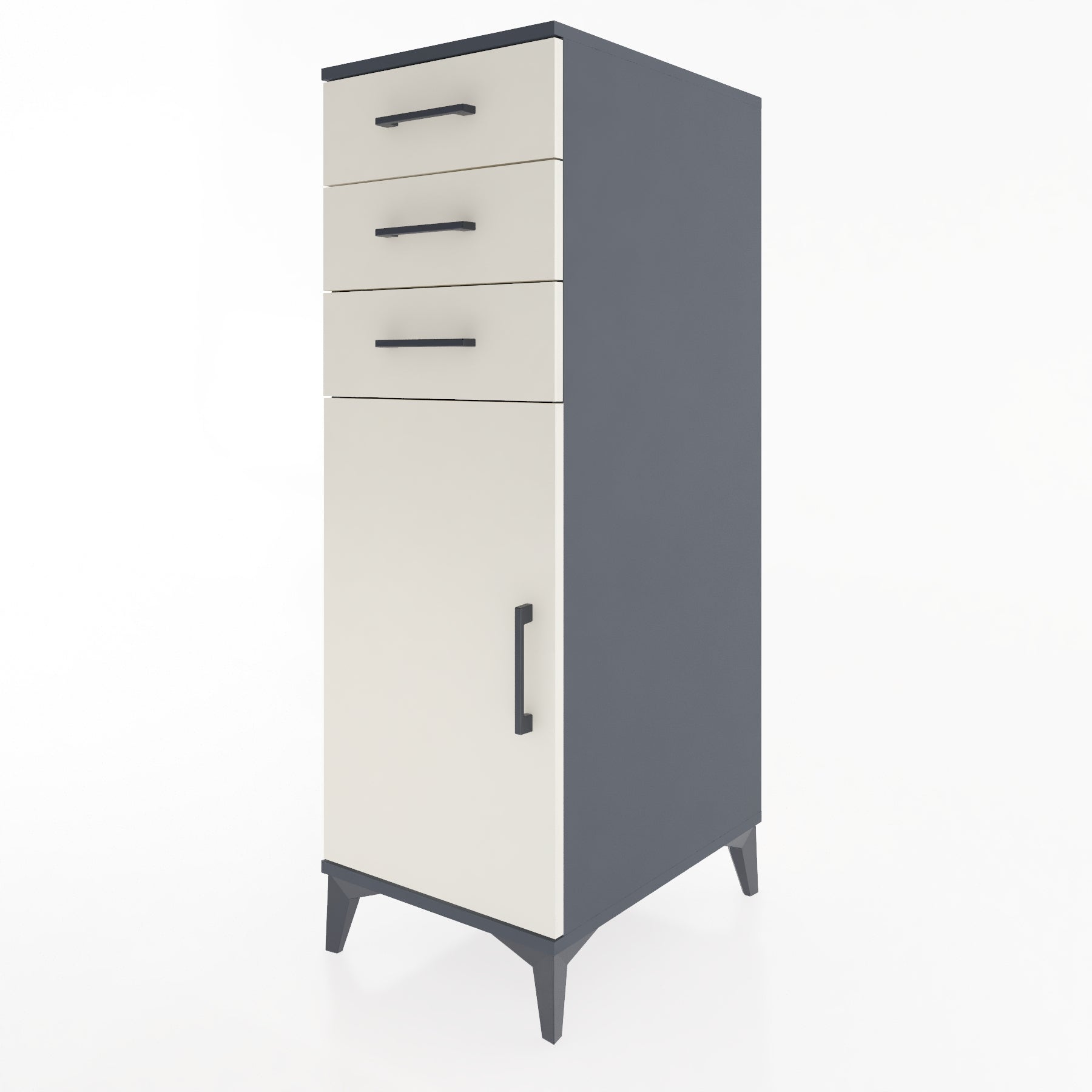 Woodntry Modular Cabinet Anthracite 44x59x122 cm with Doors and Drawers KC52-2