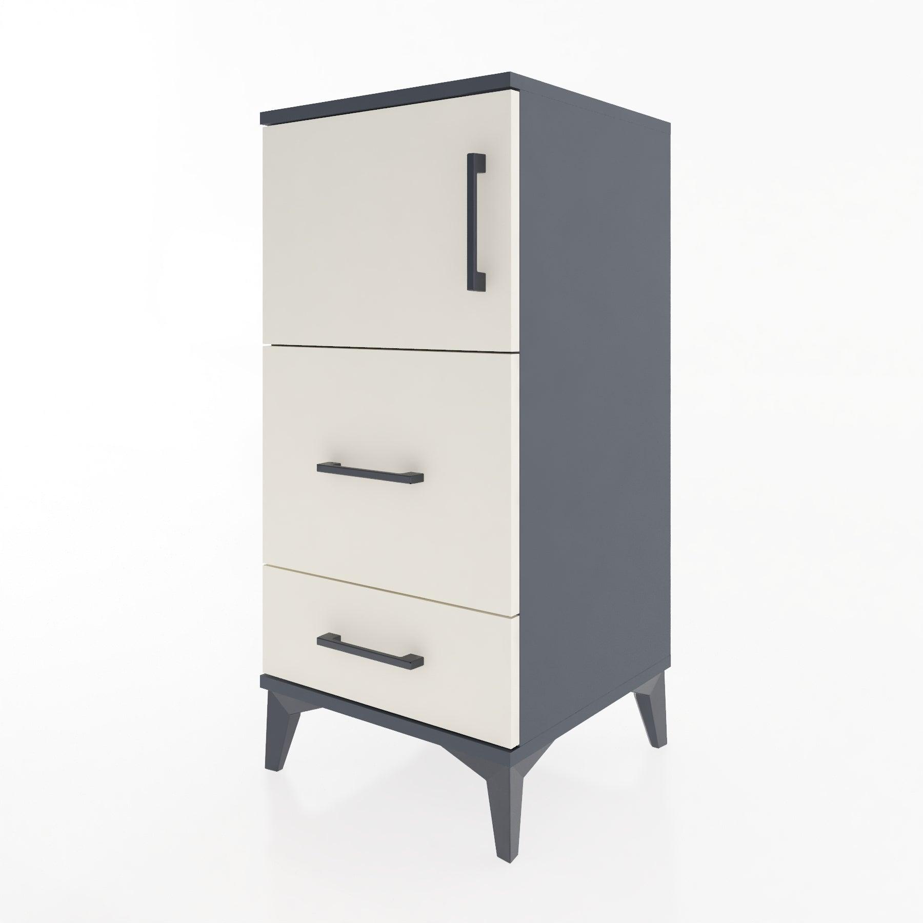 Woodntry Modular Nightstand Anthracite 44x44x84 cm with Cover and Drawer KC46-2