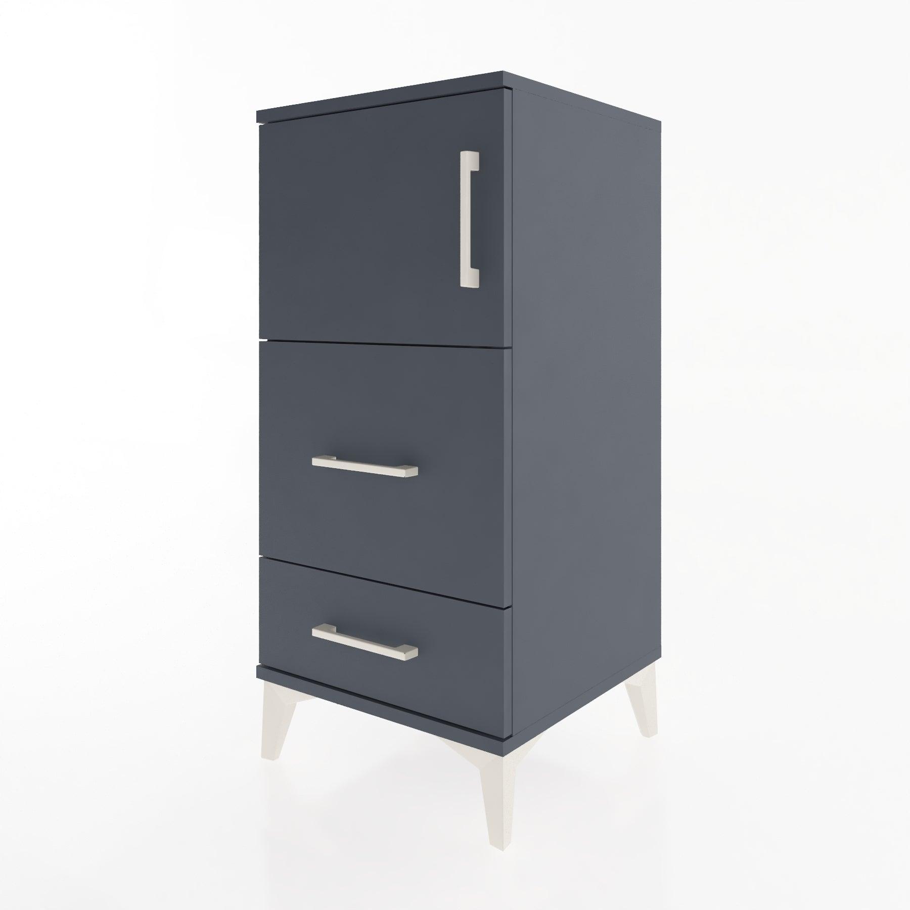 Woodntry Modular Nightstand Anthracite 44x44x84 cm with Cover and Drawer KC46-2