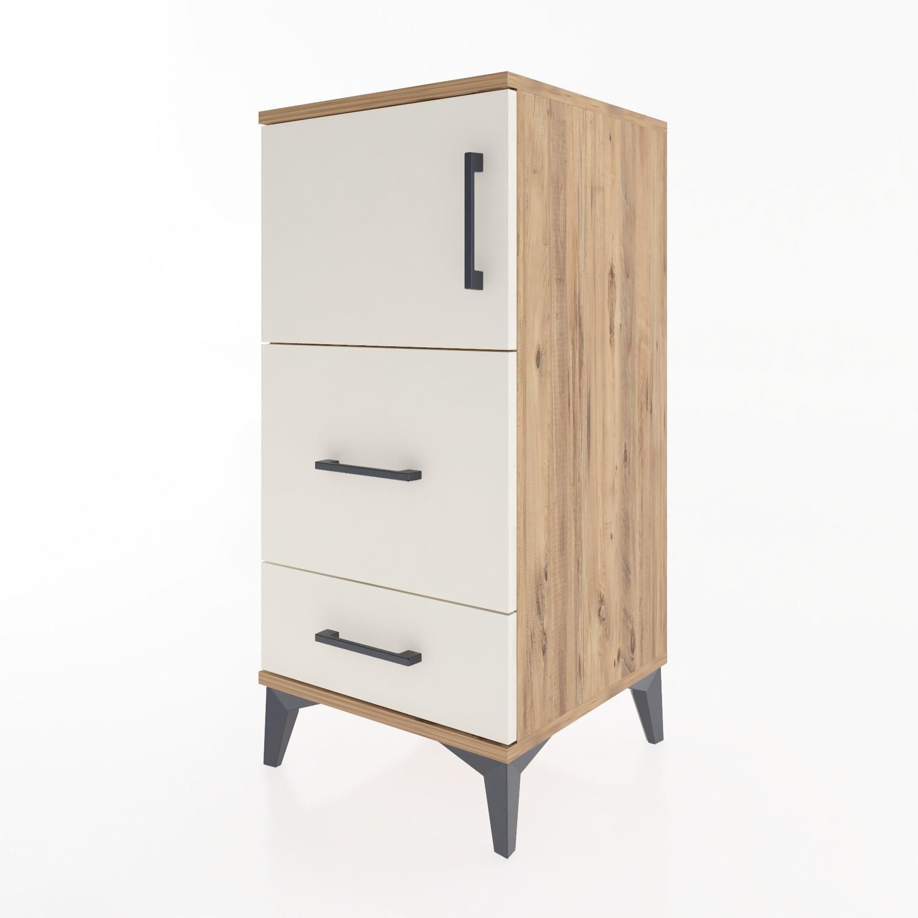 Woodntry Modular Nightstand Pine 44x44x84 cm with Cover and Drawer KC46-3