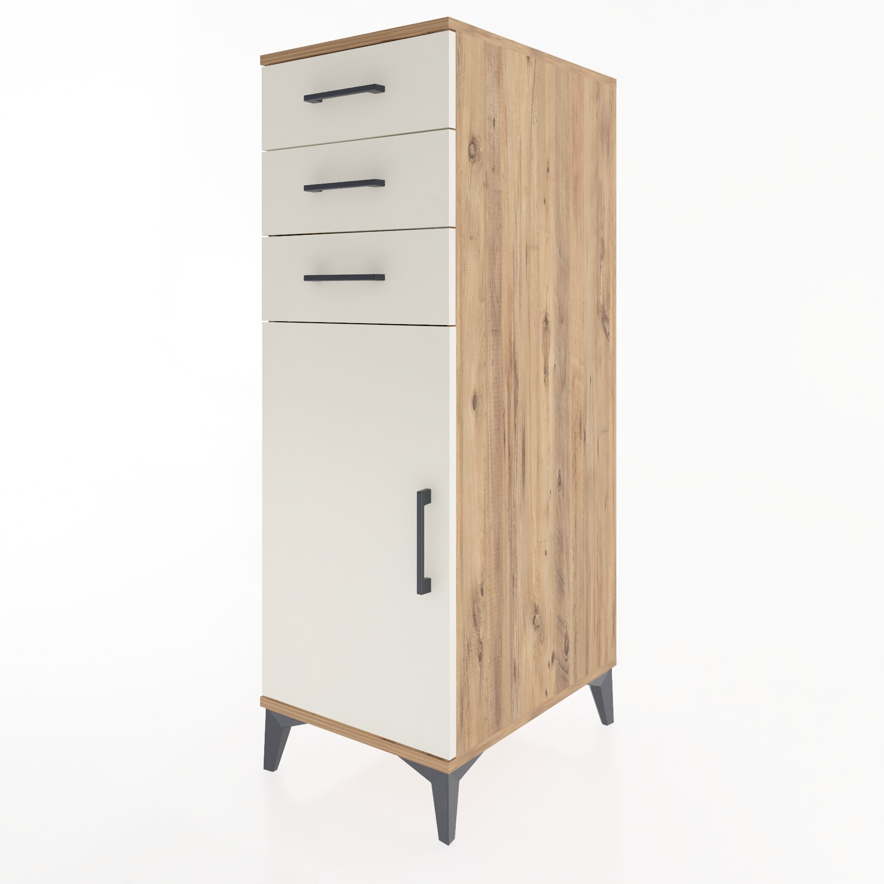 Woodntry Modüler Dolap Çam 44x59x122 cm Kapaklı ve Çekmeceli KC52-3