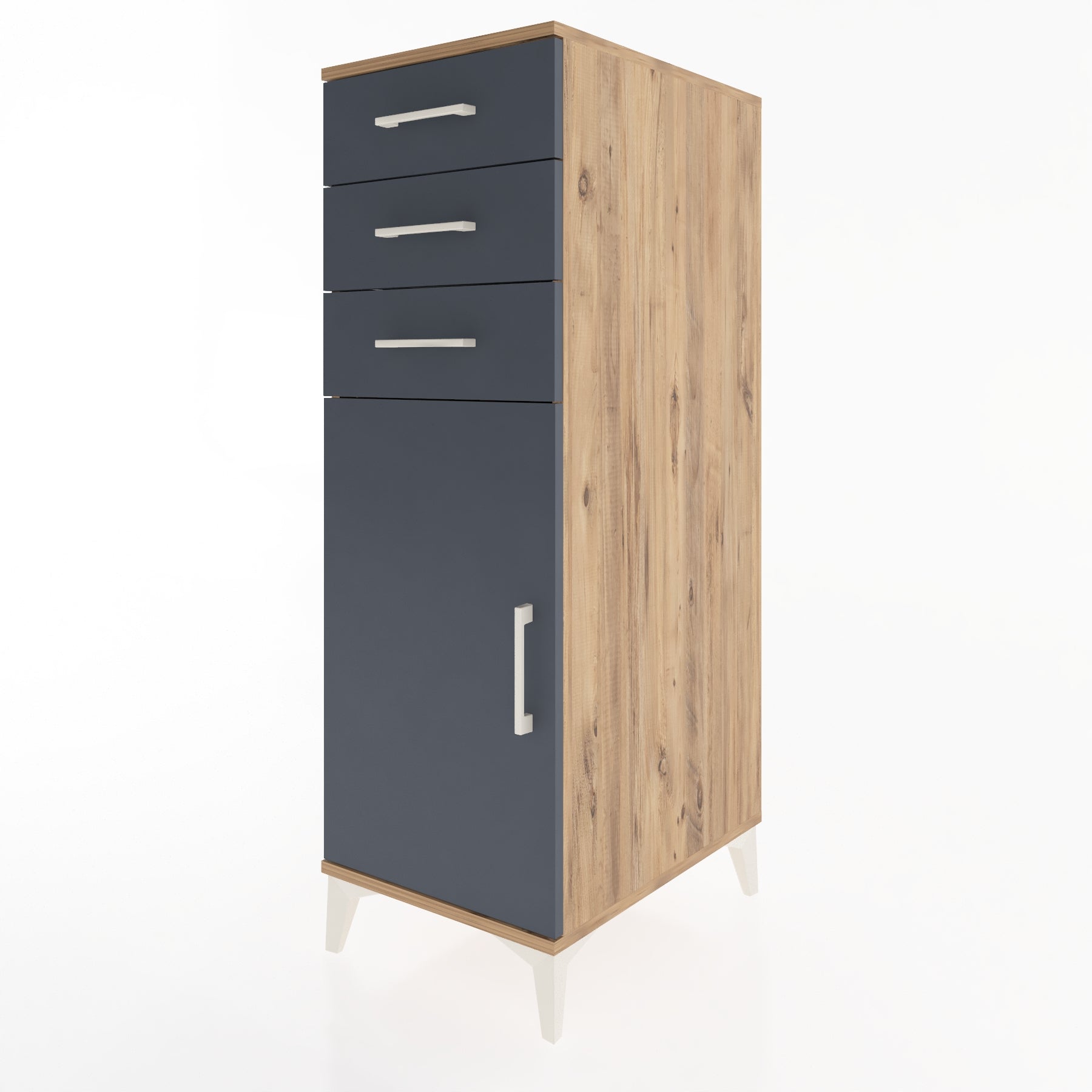 Woodntry Modüler Dolap Çam 44x59x122 cm Kapaklı ve Çekmeceli KC52-3