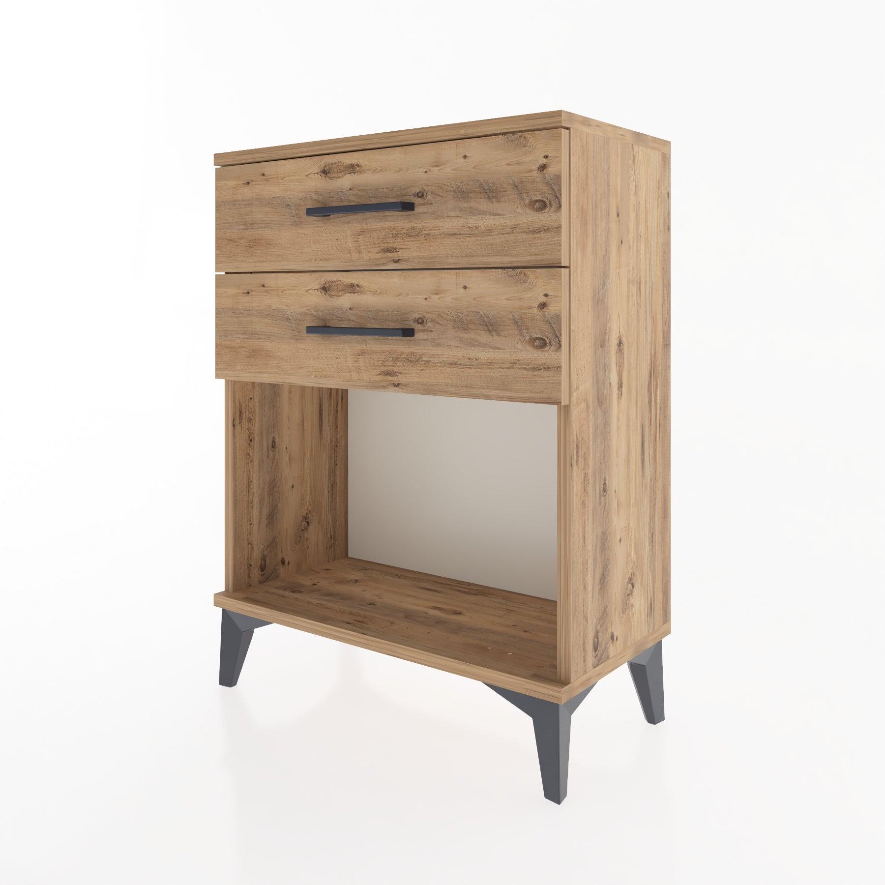 Woodntry Modular Nightstand Pine 60x30x68 cm with Drawers and Shelves CR2-3