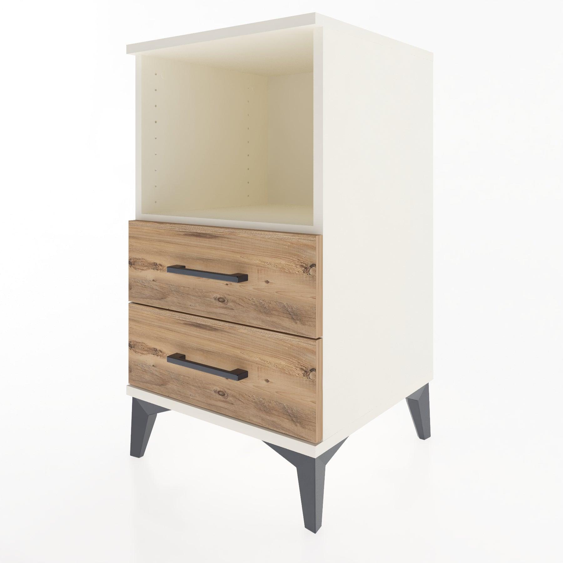 Woodntry Modular Nightstand Moonstone 44x44x68 cm with Drawer and Shelf CR3-1