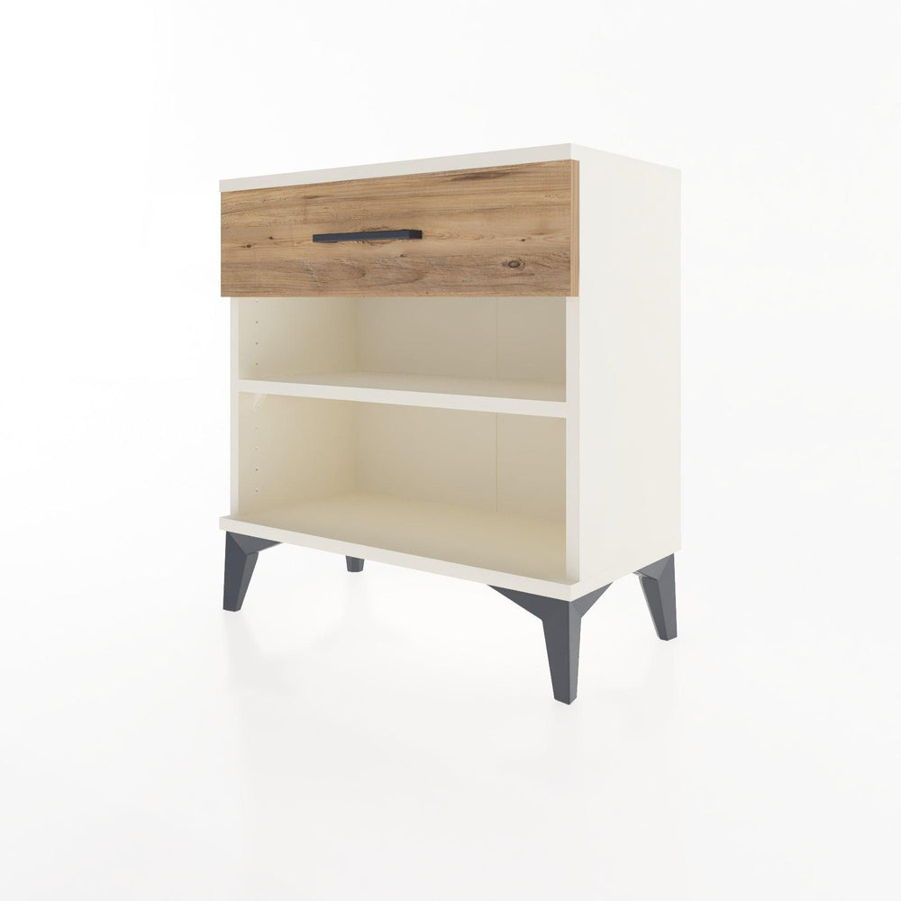Woodntry Modular Nightstand Moonstone 60x30x52 cm with Drawer and Shelf CR3-1