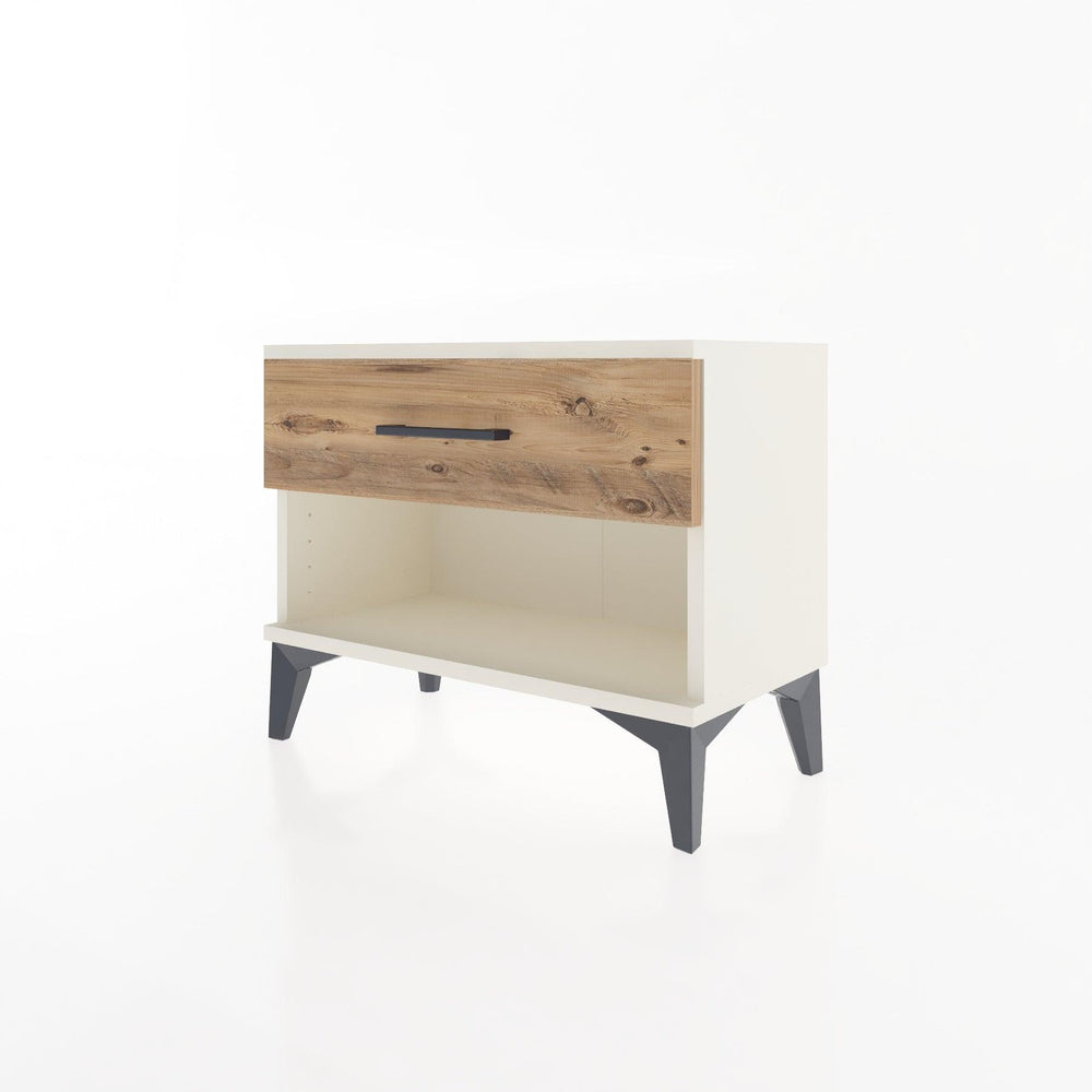 Woodntry Modular Nightstand Moonstone 60x30x36 cm with Drawer and Shelf CR3-1