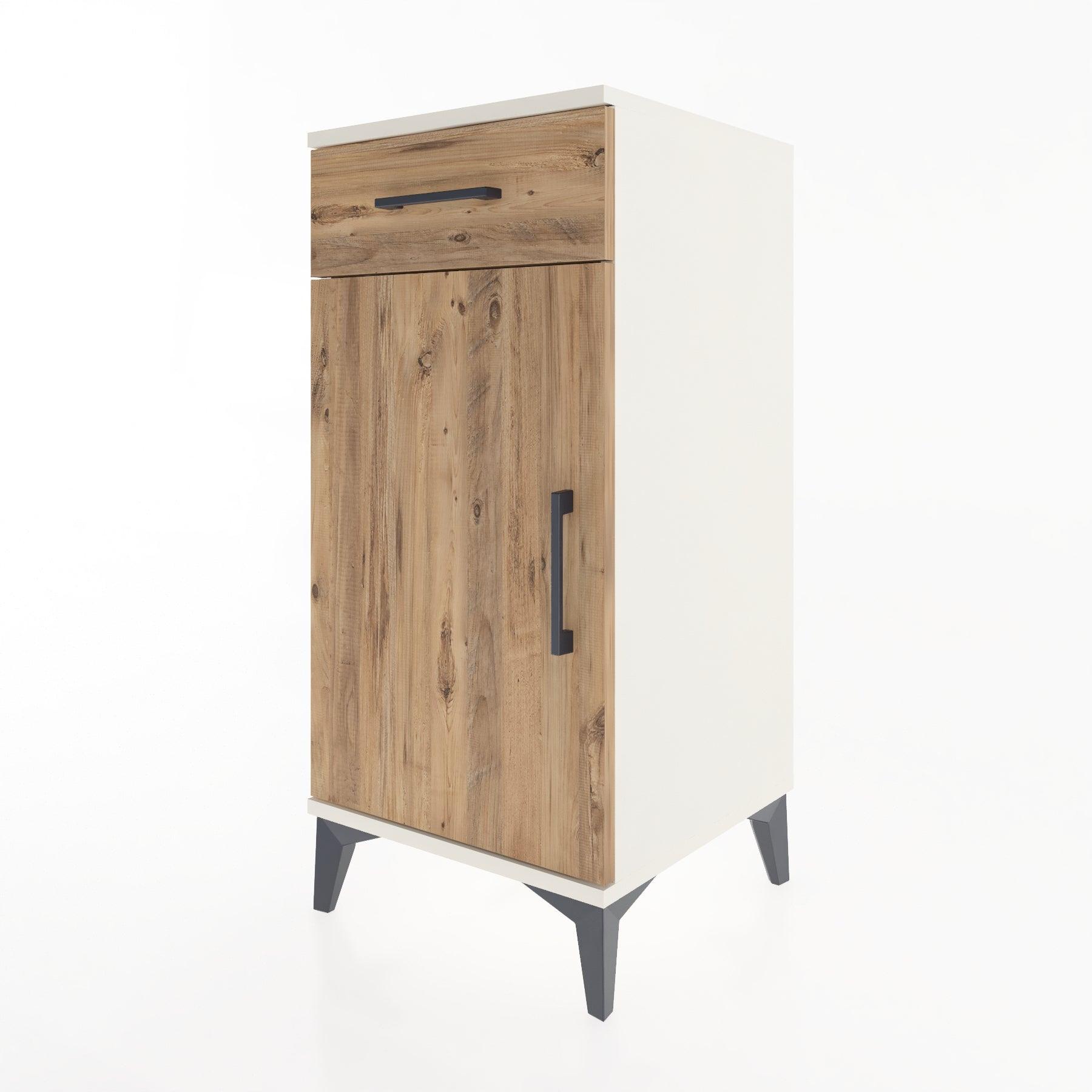 Woodntry Modular Nightstand Moonstone 44x44x84 cm with Cover and Drawer KC25-1