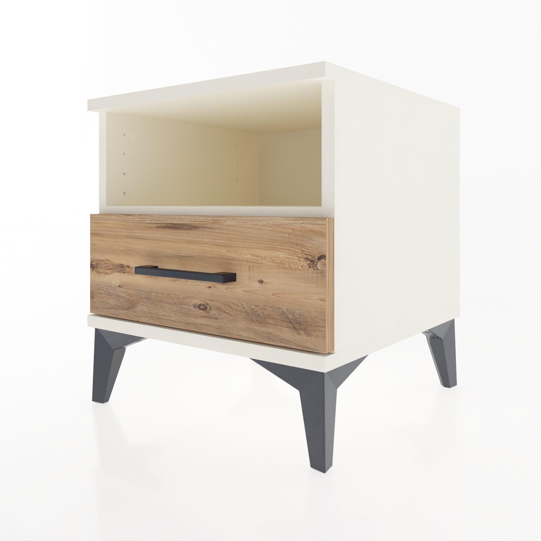 Woodntry Modular Nightstand Moonstone 44x44x36 cm with Drawer and Shelf CR3-1