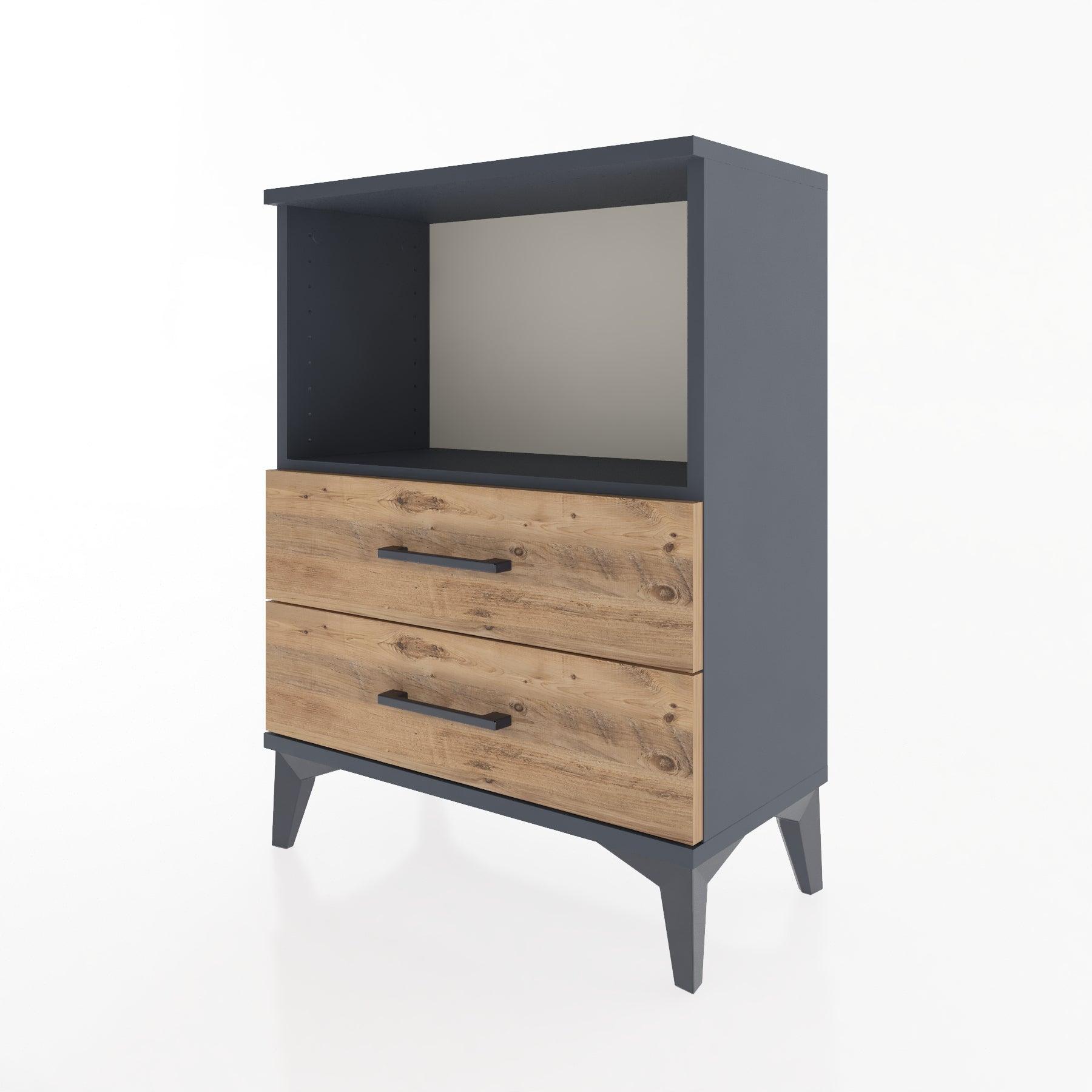 Woodntry Modular Nightstand Anthracite 60x30x68 cm with Drawers and Shelves CR3-2