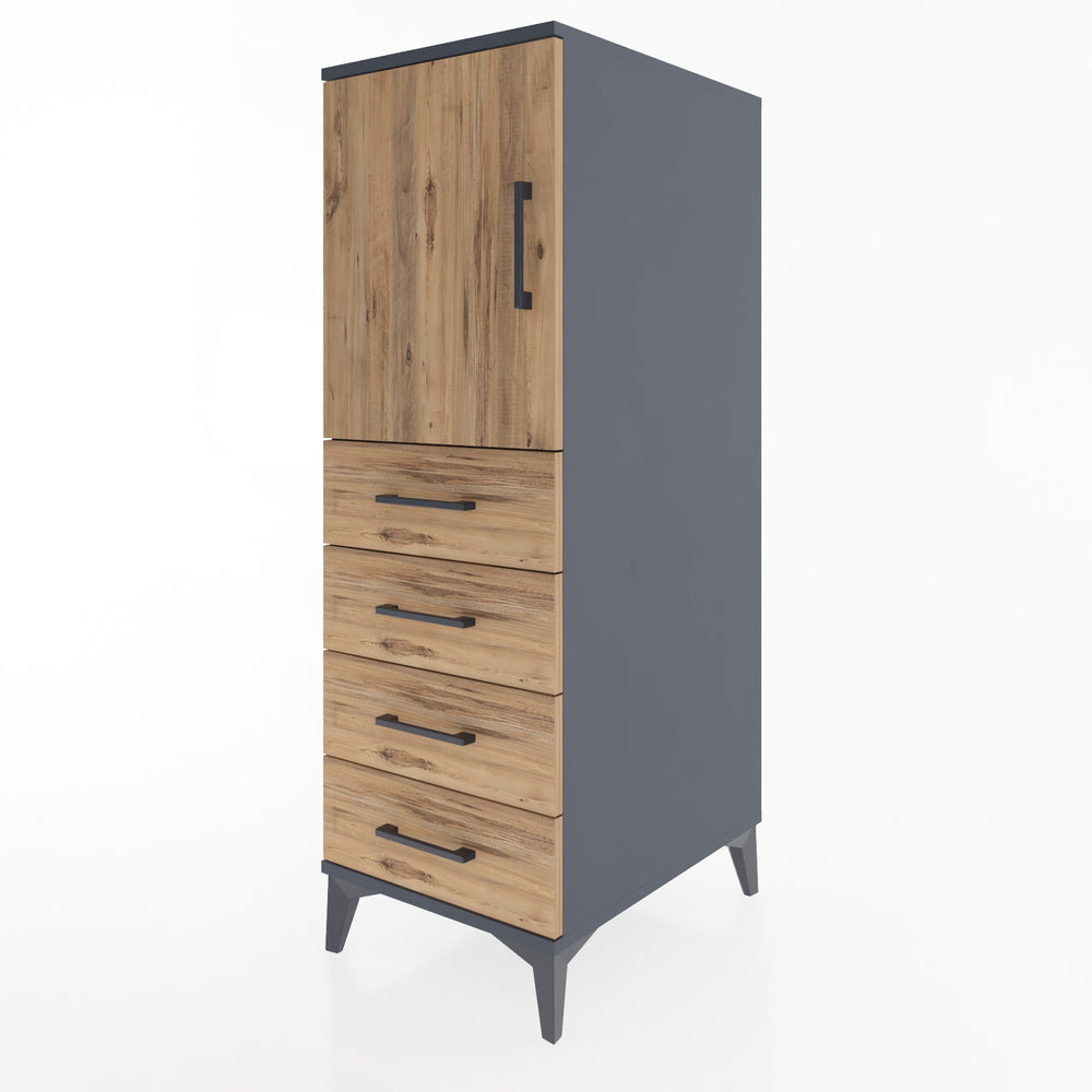 Woodntry Modular Cabinet Anthracite 44x59x122 cm with Doors and Drawers KC53-2