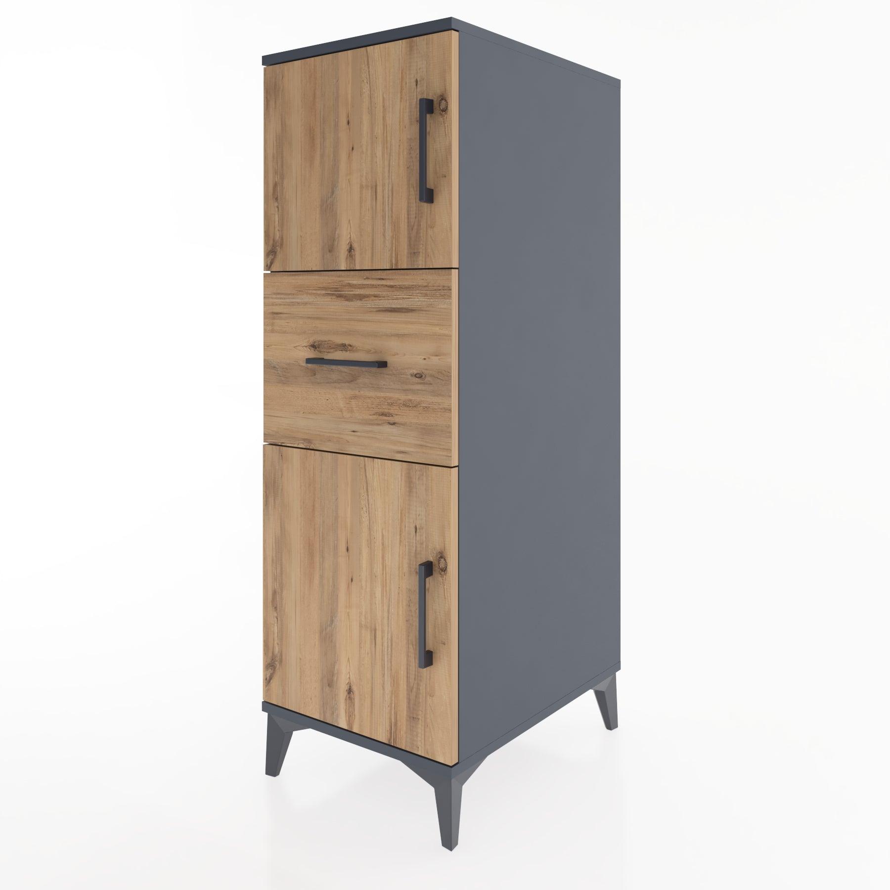 Woodntry Modular Cabinet Anthracite 44x30x122 cm with Doors and Drawers KC3-2