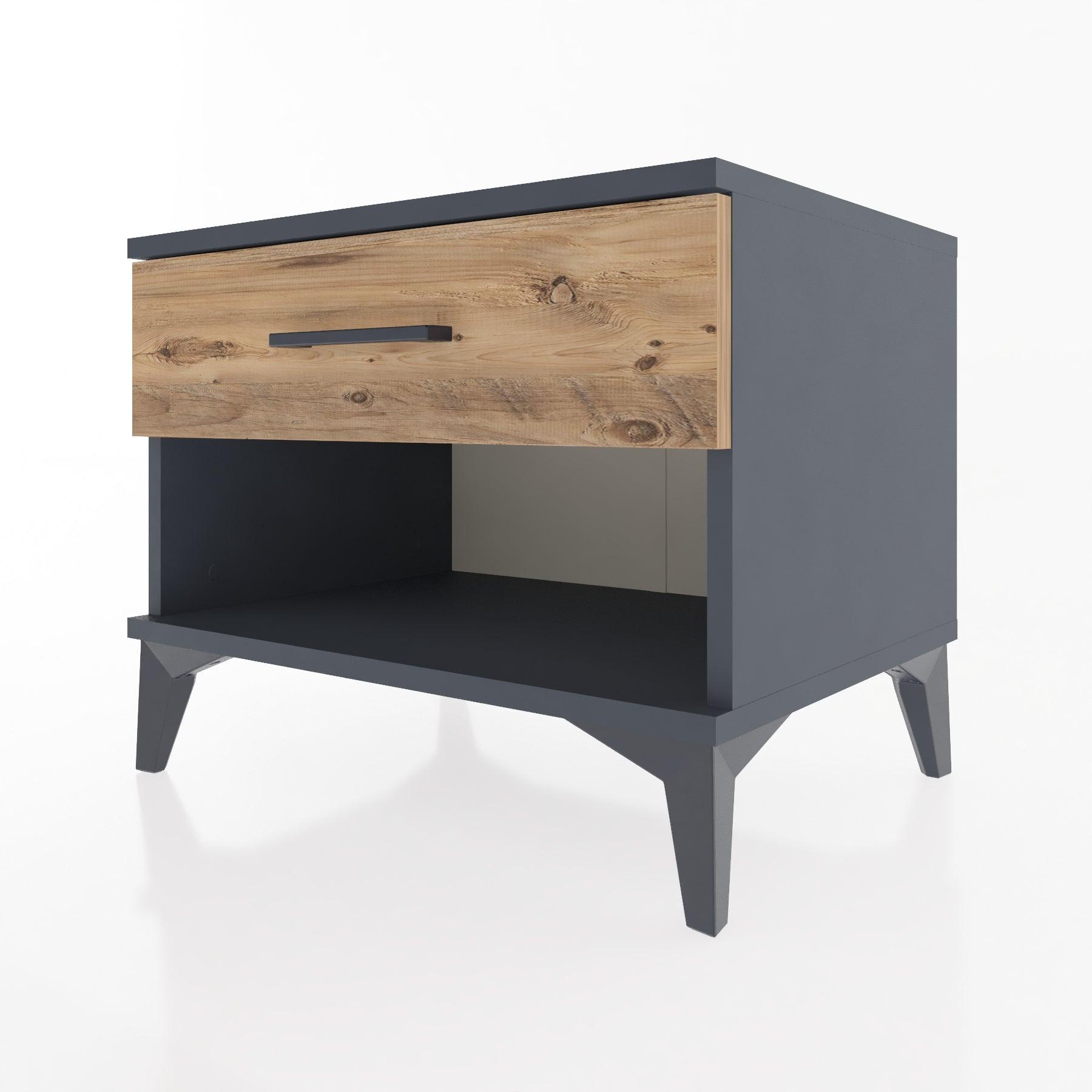 Woodntry Modular Nightstand Anthracite 60x44x68 cm with Drawers and Shelves CR3-2