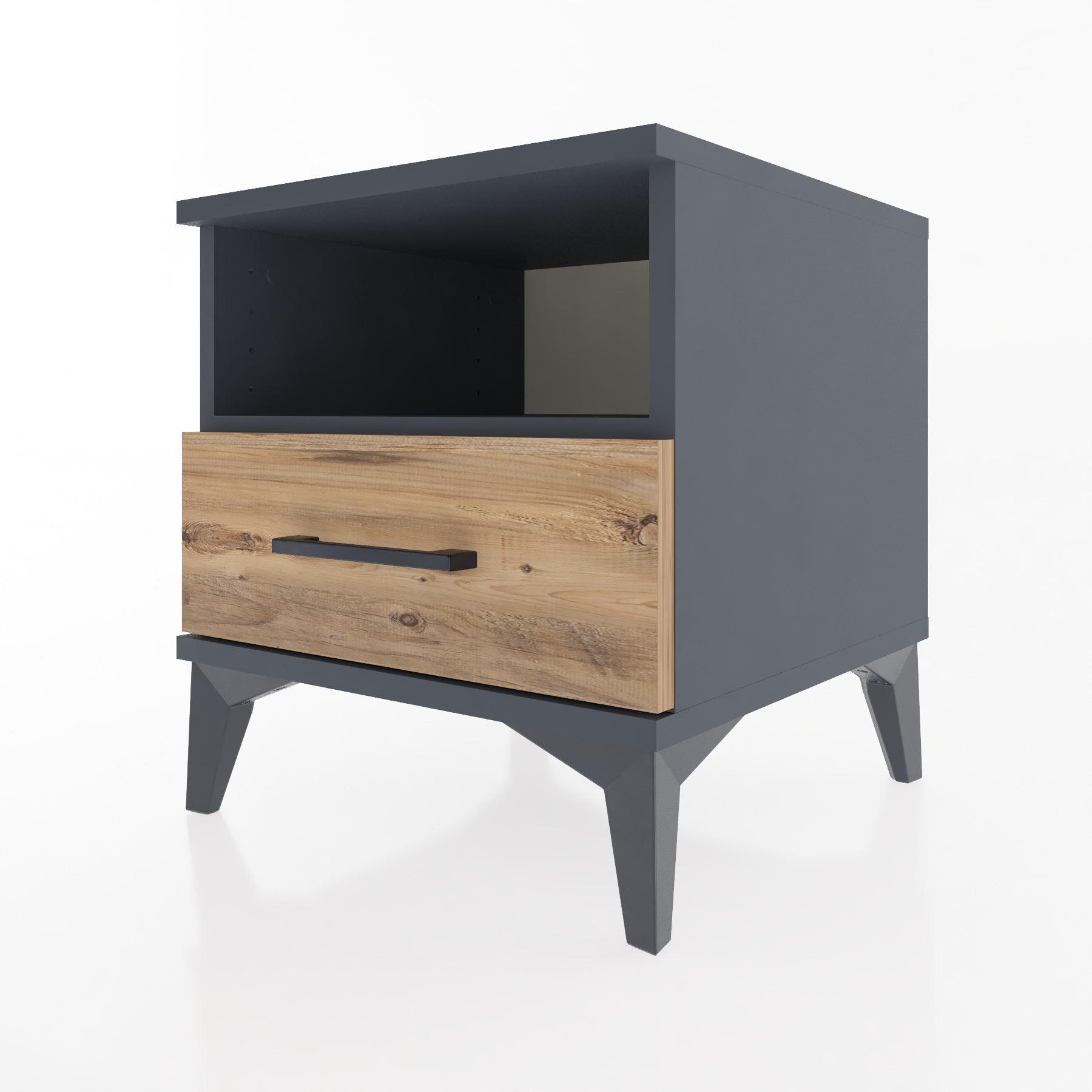 Woodntry Modular Nightstand Anthracite 44x44x36 cm with Drawers and Shelves CR3-2