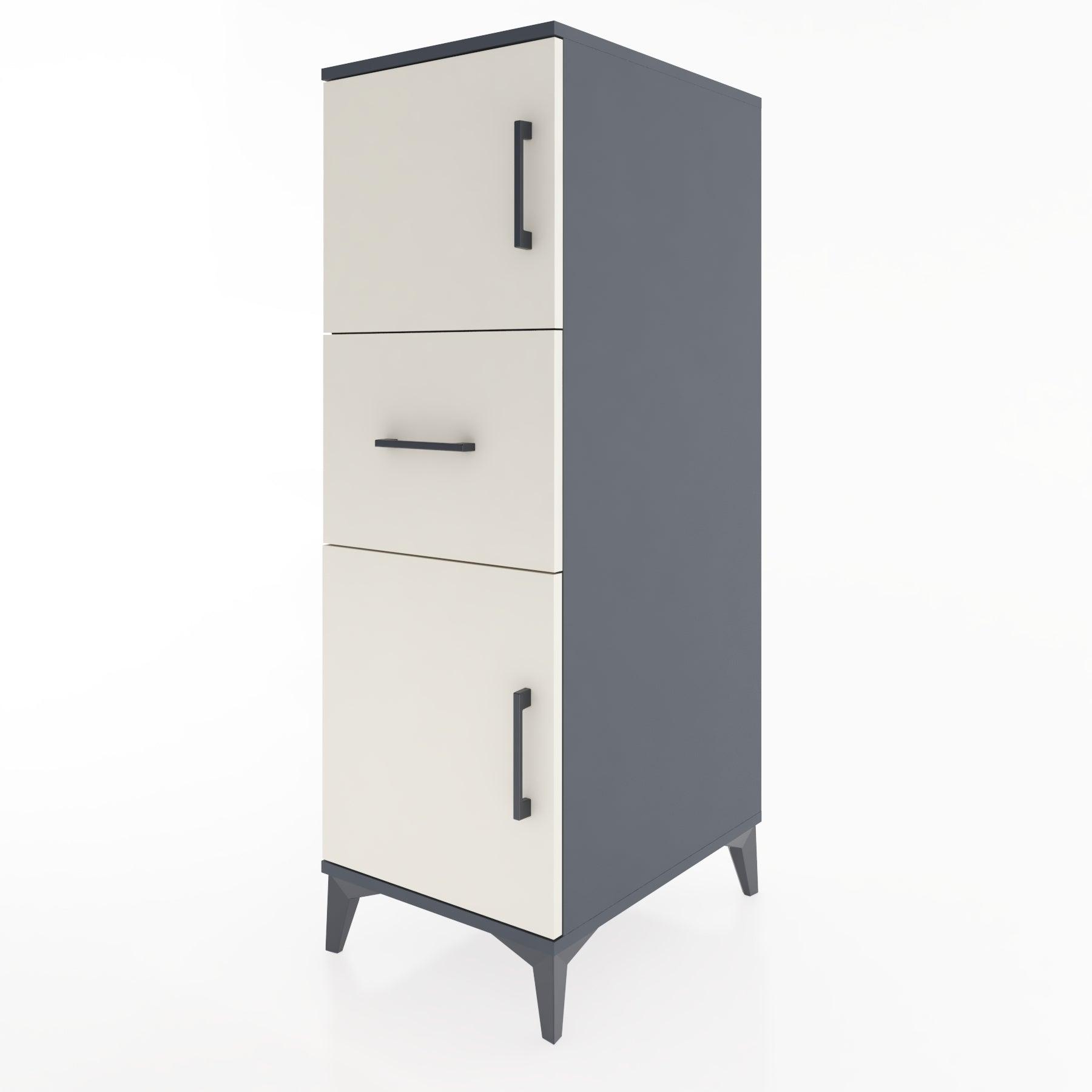 Woodntry Modular Cabinet Anthracite 44x30x122 cm with Doors and Drawers KC3-2