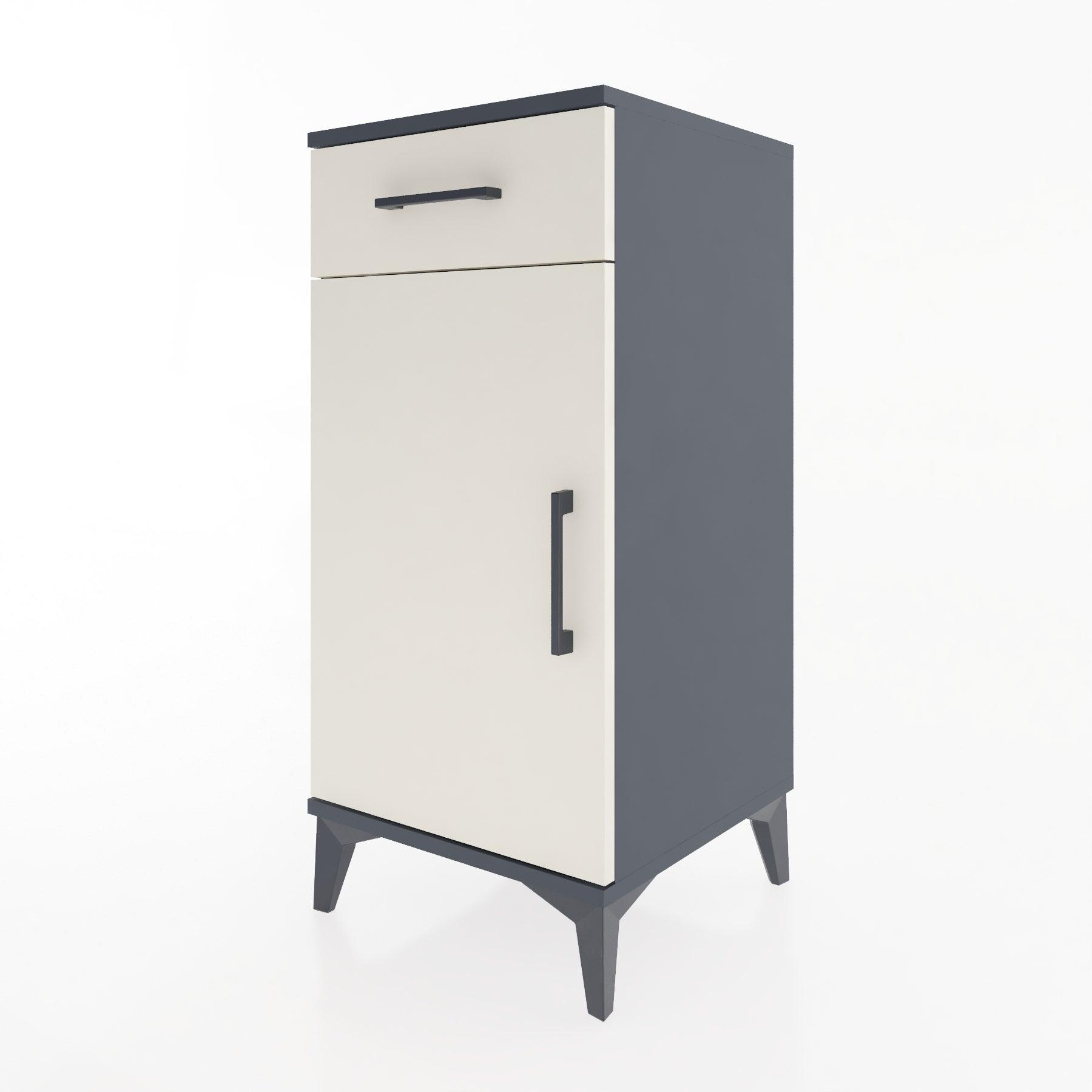 Woodntry Modular Nightstand Anthracite 44x44x84 cm with Cover and Drawer KC25-2
