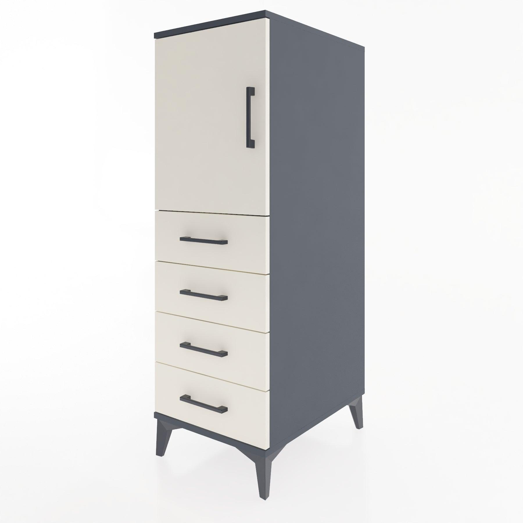 Woodntry Modular Cabinet Anthracite 44x30x122 cm with Doors and Drawers KC53-2