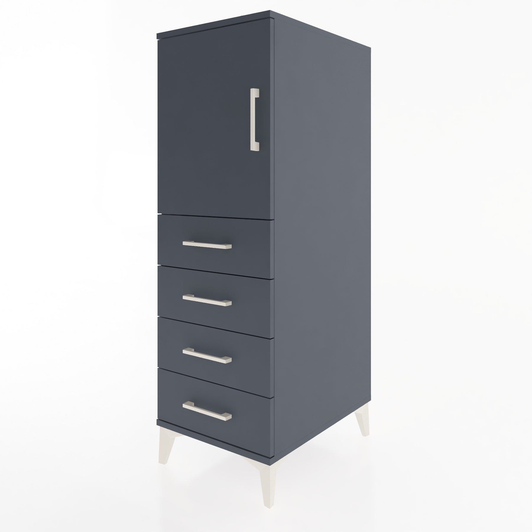 Woodntry Modüler Dolap Antrasit 44x59x122 cm Kapaklı ve Çekmeceli KC53-2