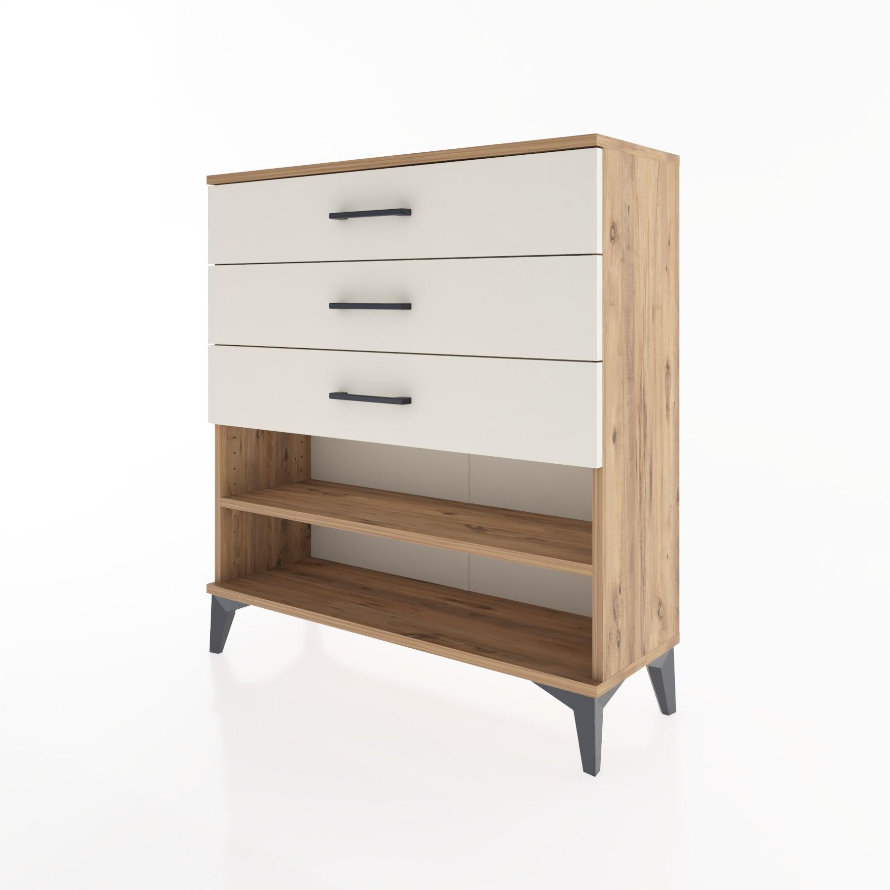 Woodntry Modular Dresser Pine 88x30x84 cm with Drawers and Shelves CR3-3
