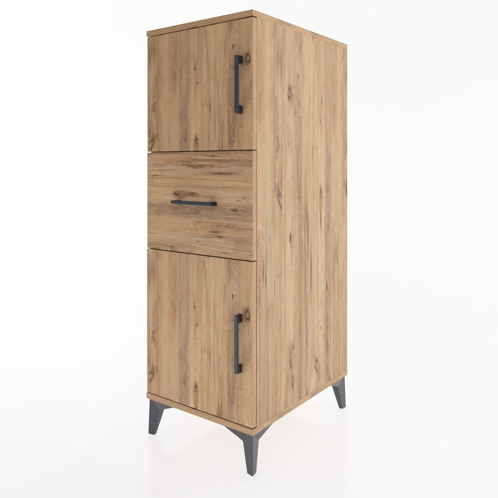 Woodntry Modüler Dolap Çam 44x59x122 cm Kapaklı ve Çekmeceli KC3-3