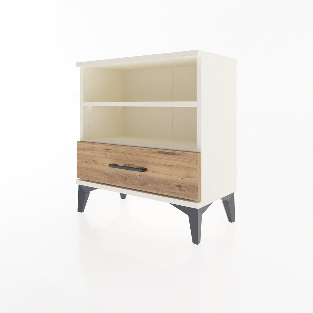 Woodntry Modular Nightstand Moonstone 60x30x52 cm with Drawer and Shelf CR4-1
