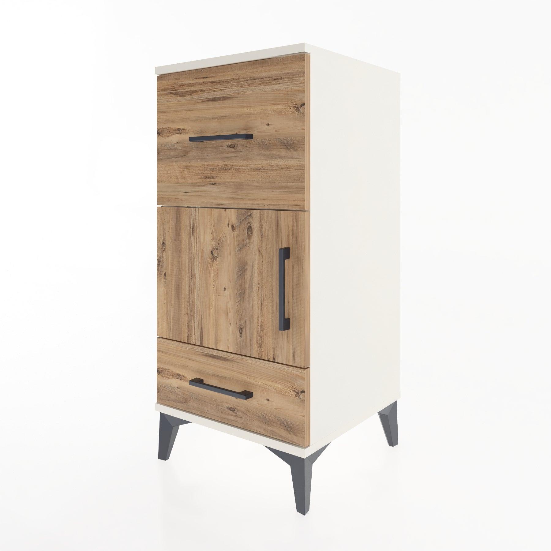 Woodntry Modular Nightstand Moonstone 44x44x84 cm with Cover and Drawer KC48-1