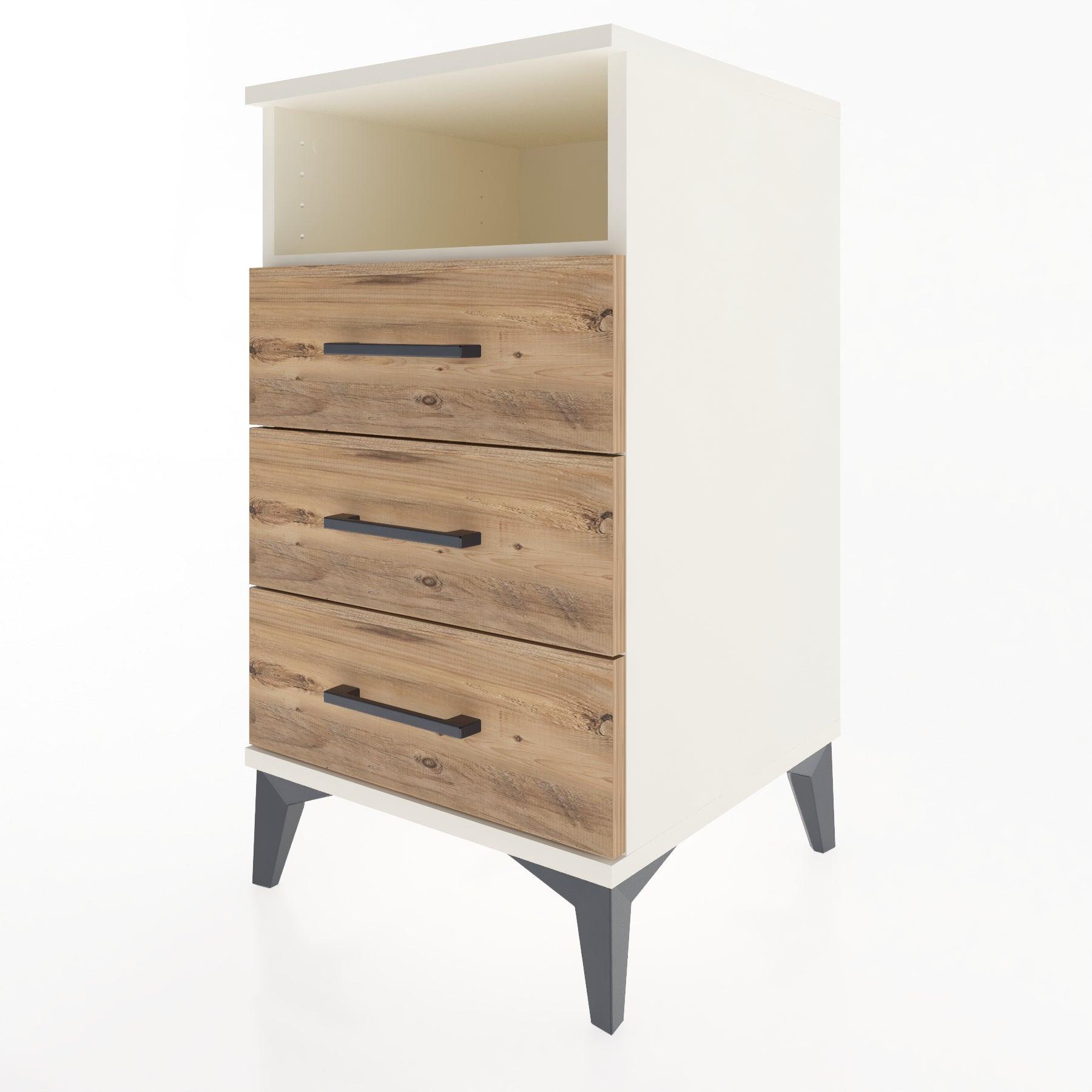 Woodntry Modular Nightstand Moonstone 44x44x68 cm with Drawer and Shelf CR4-1