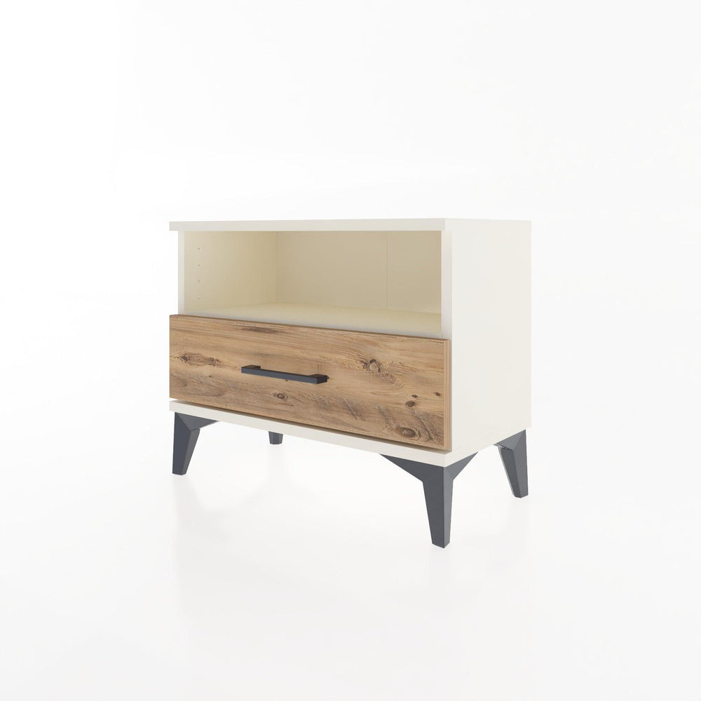 Woodntry Modular Nightstand Moonstone 60x30x36 cm with Drawer and Shelf CR4-1