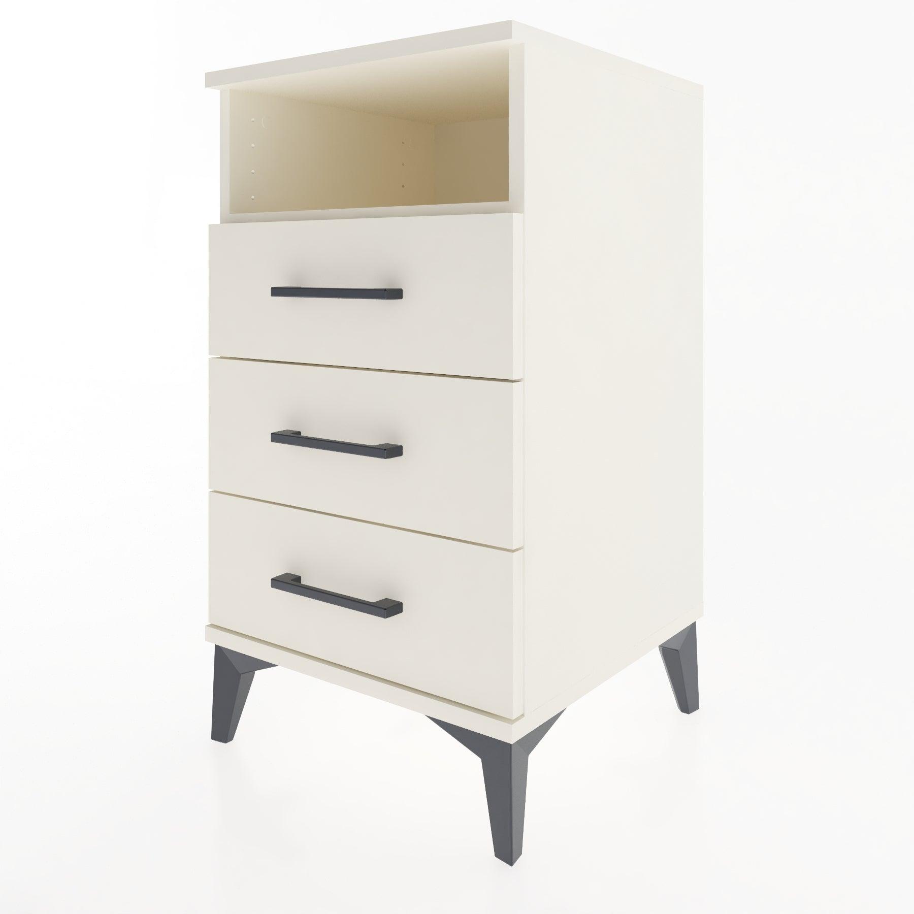 Woodntry Modular Nightstand Moonstone 44x44x68 cm with Drawer and Shelf CR4-1