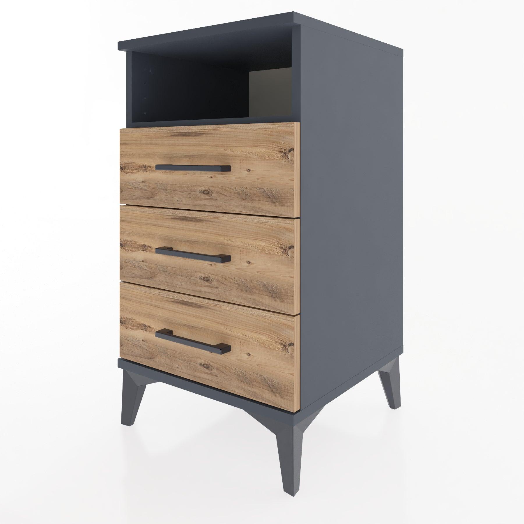 Woodntry Modular Nightstand Anthracite 44x44x68 cm with Drawers and Shelves CR4-2