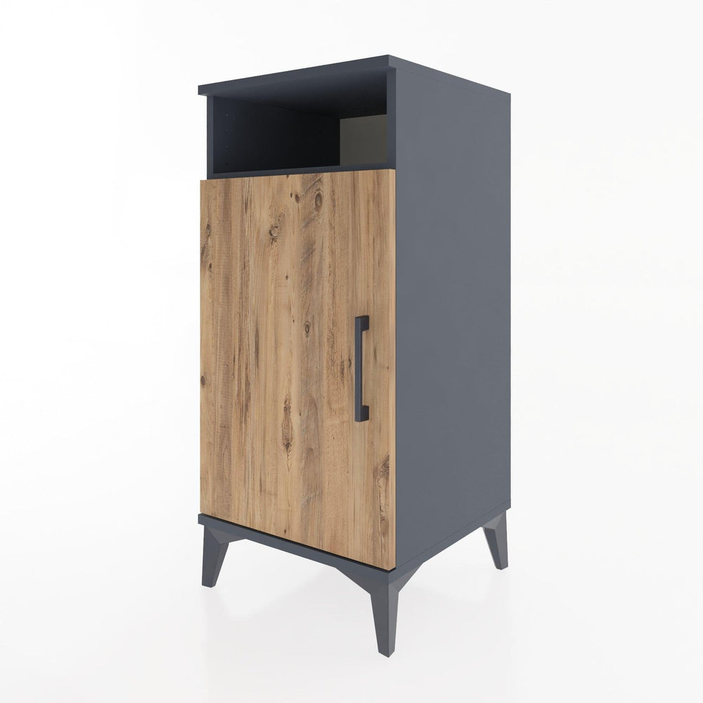 Woodntry Modular Nightstand Anthracite 44x44x84 cm with Cover and Shelf KR26-2