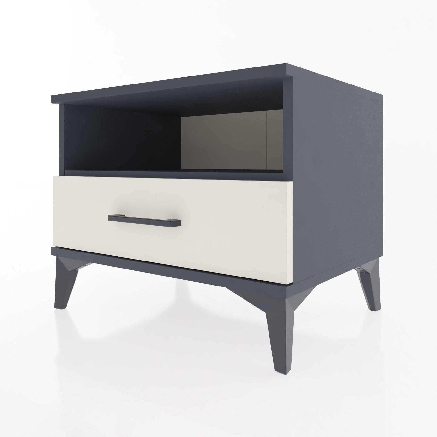 Woodntry Modular Nightstand Anthracite 60x44x68 cm with Drawer and Shelf CR4-2