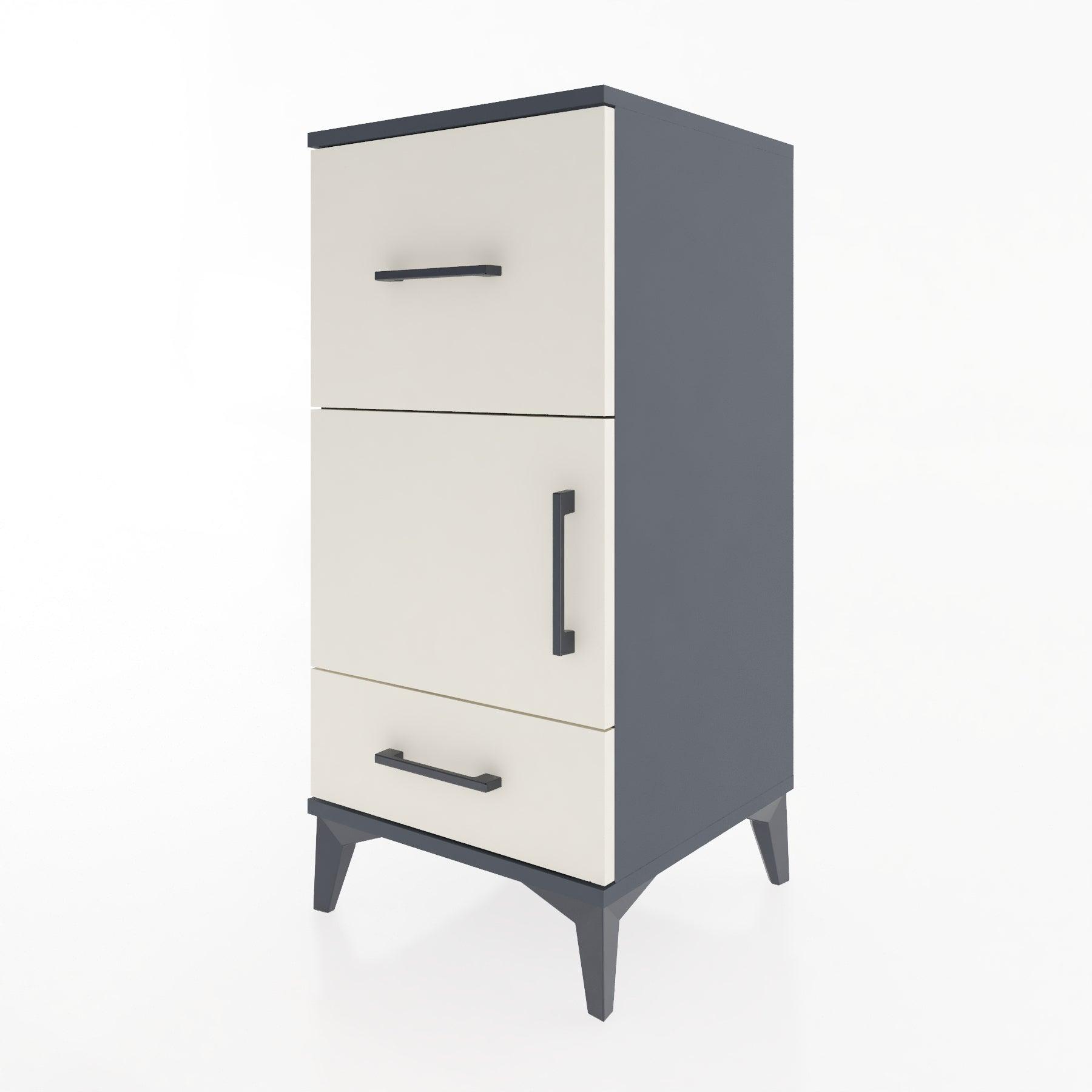 Woodntry Modular Nightstand Anthracite 44x44x84 cm with Cover and Drawer KC48-2