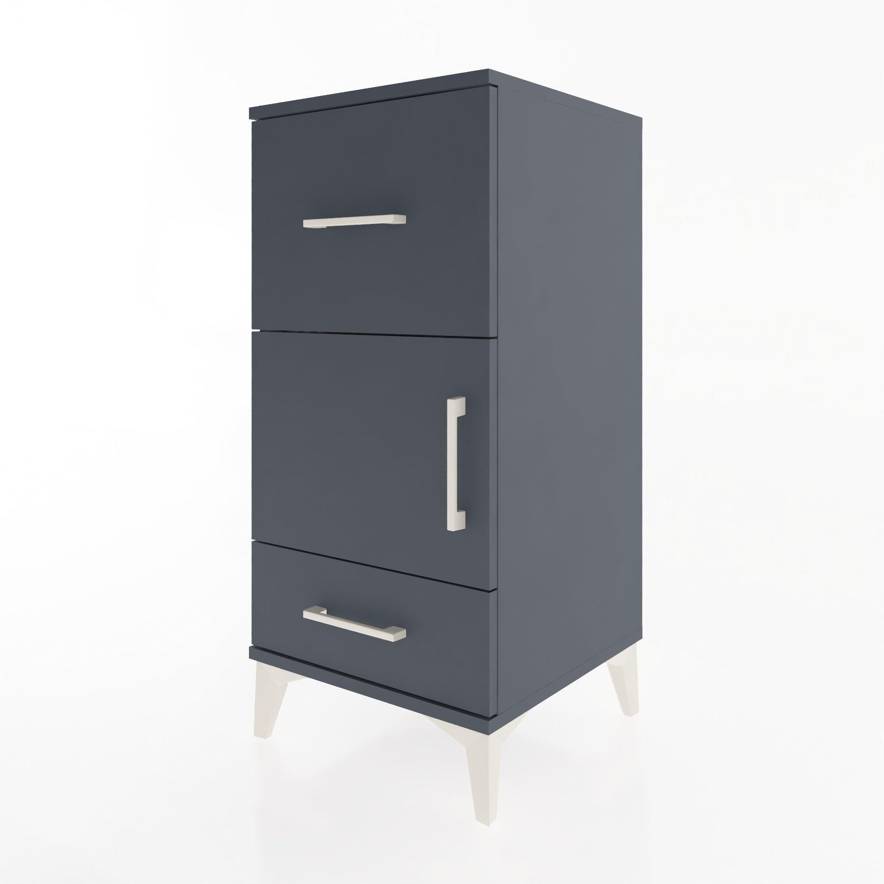 Woodntry Modular Nightstand Anthracite 44x44x84 cm with Cover and Drawer KC48-2