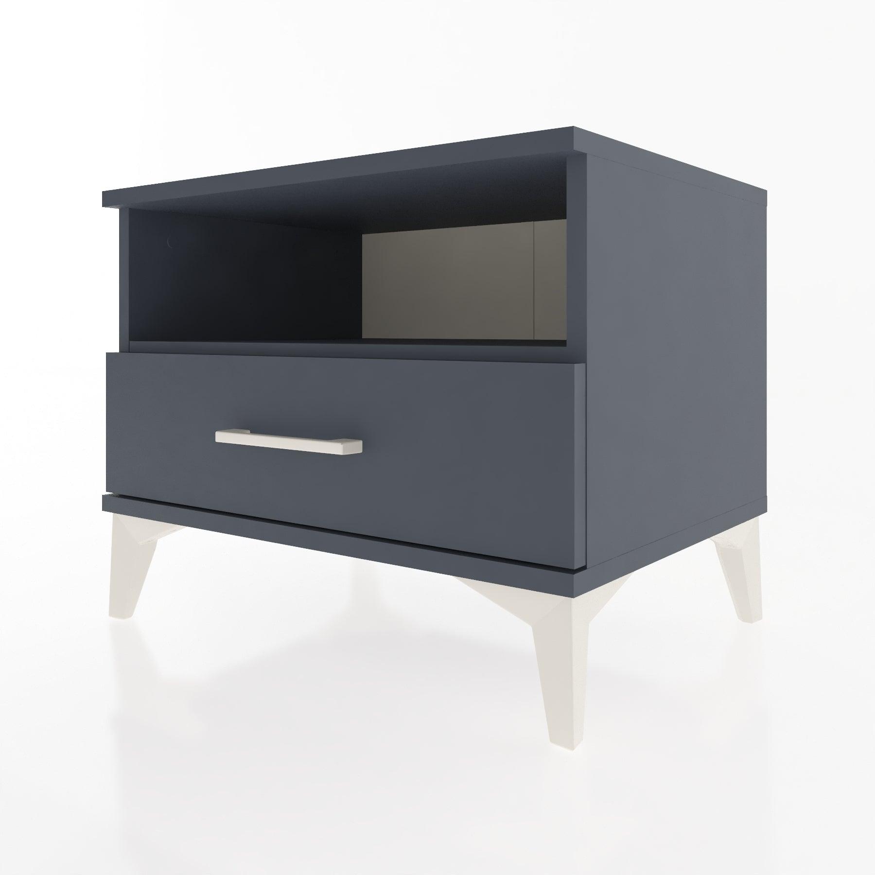 Woodntry Modular Nightstand Anthracite 60x44x68 cm with Drawer and Shelf CR4-2