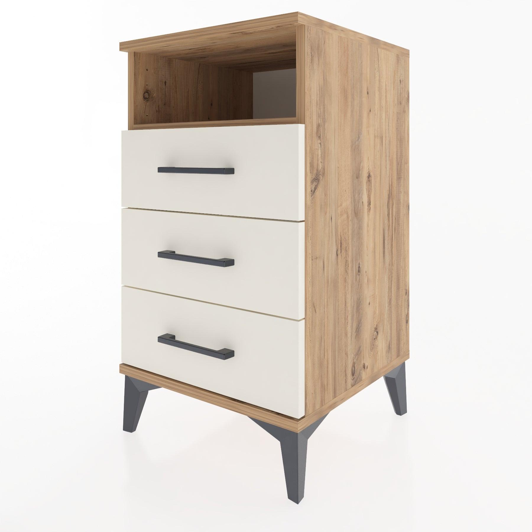 Woodntry Modular Nightstand Pine 44x44x68 cm with Drawers and Shelves CR4-3
