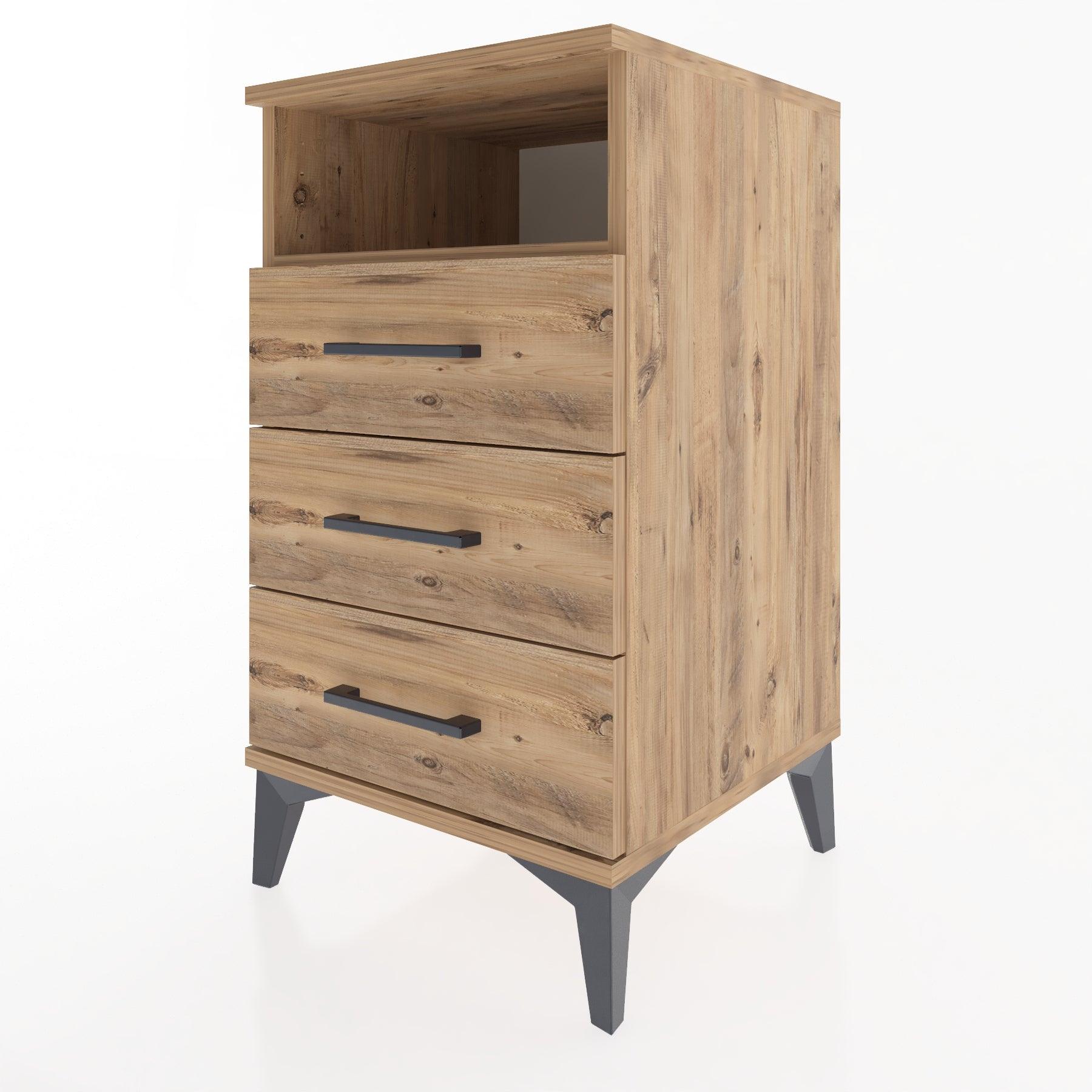 Woodntry Modular Nightstand Pine 44x44x68 cm with Drawers and Shelves CR4-3