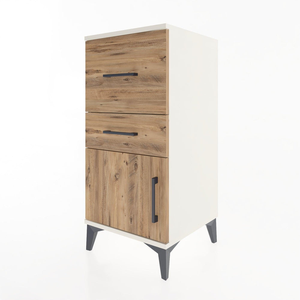 Woodntry Modular Nightstand Moonstone 44x44x84 cm with Cover and Drawer KC49-1