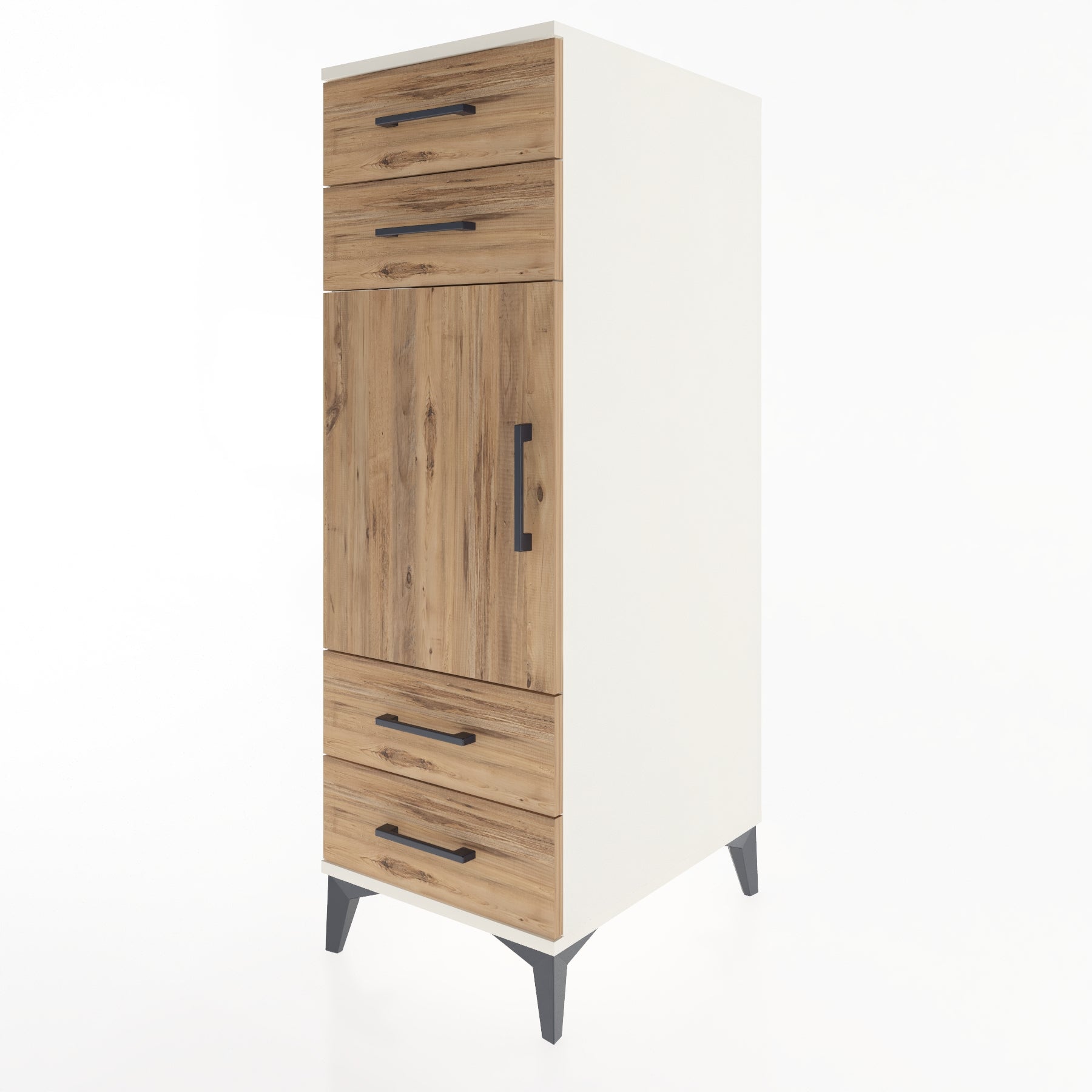 Woodntry Modular Cabinet Moonstone 44x59x122 cm with Doors and Drawers KC55-1