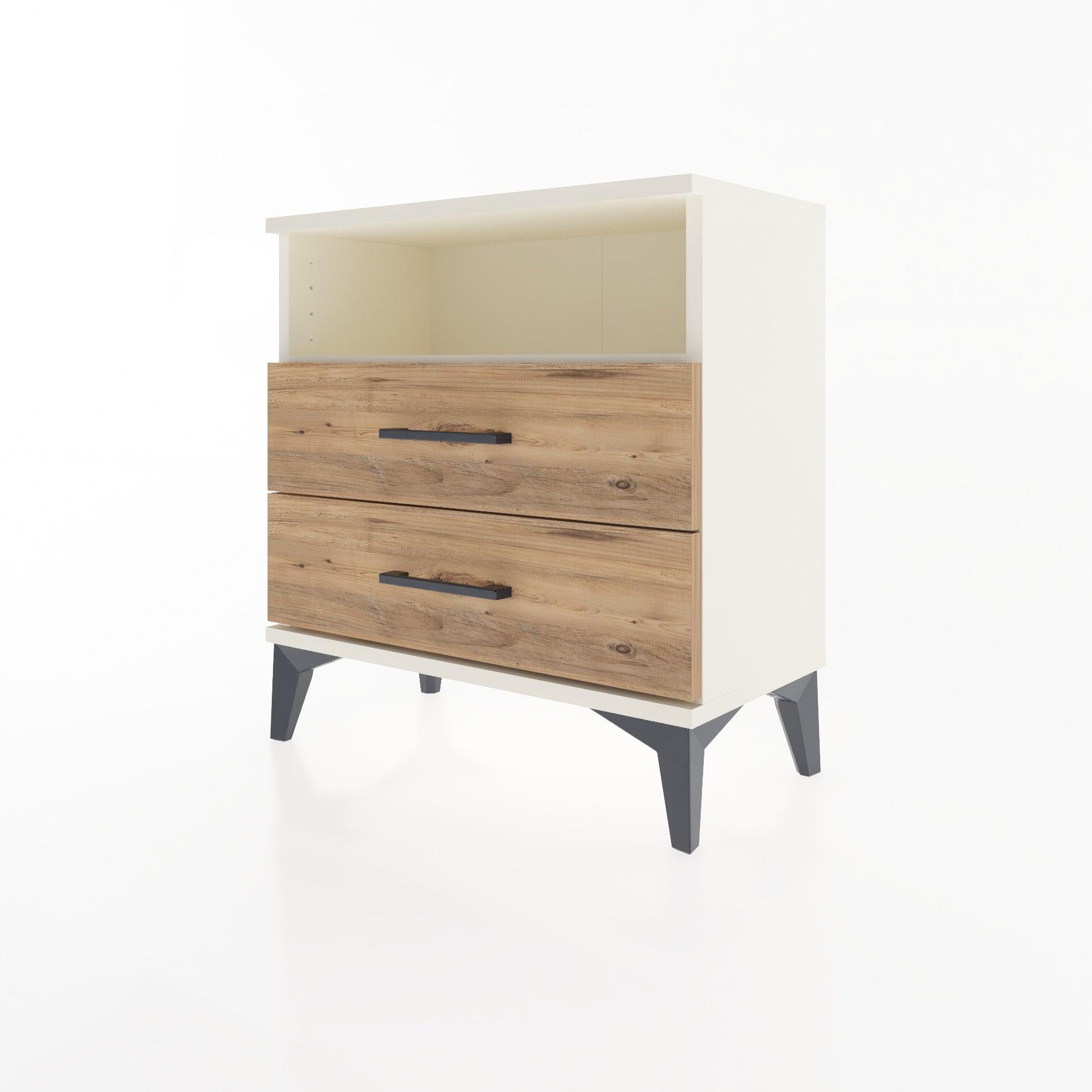 Woodntry Modular Nightstand Moonstone 60x30x52 cm with Drawer and Shelf CR5-1