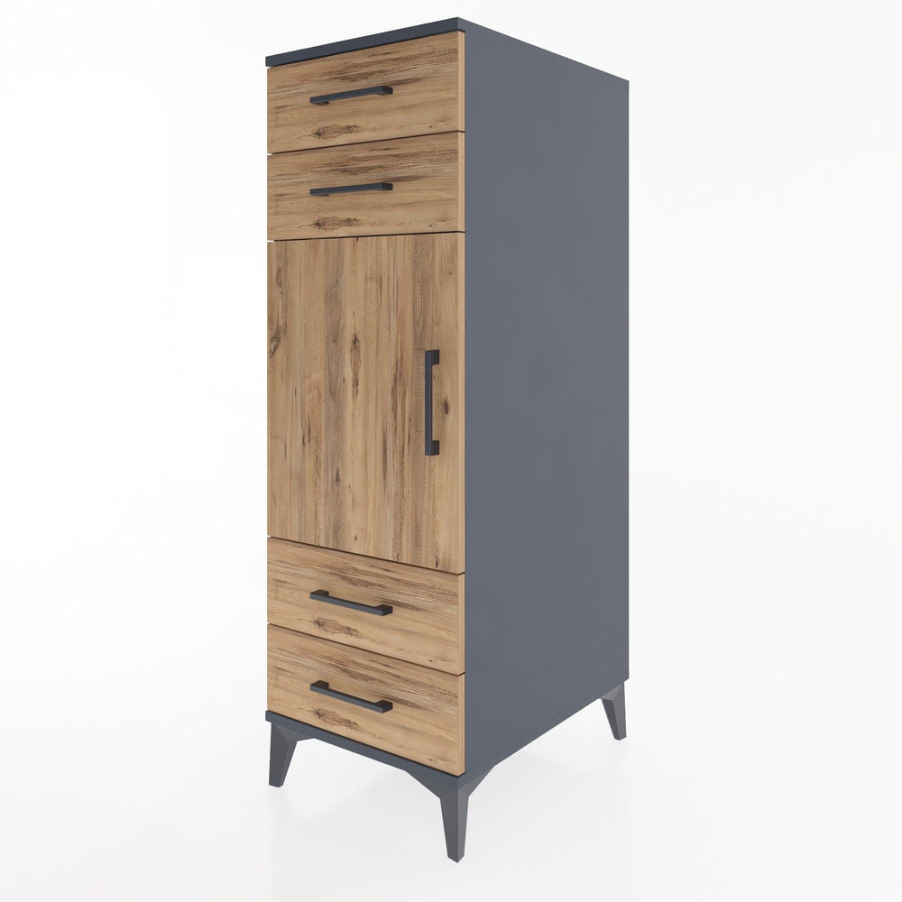 Woodntry Modular Cabinet Anthracite 44x30x122 cm with Doors and Drawers KC55-2