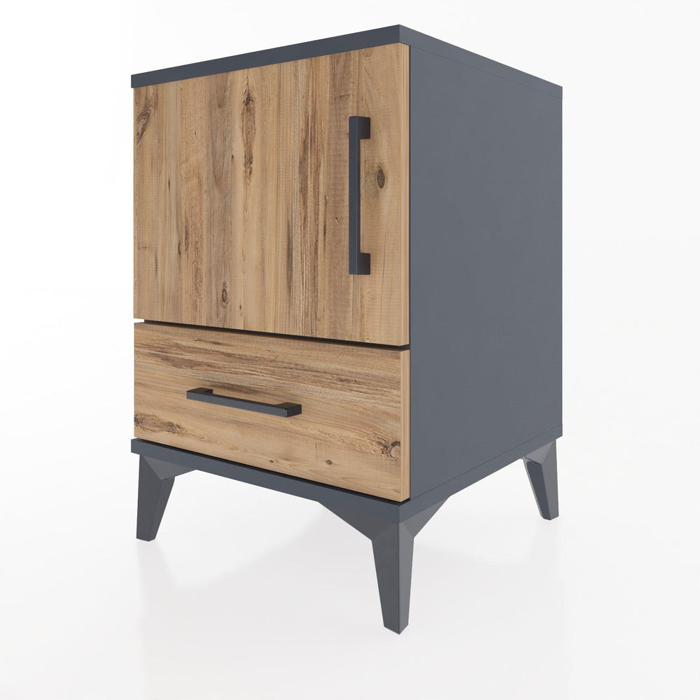 Woodntry Modular Nightstand Anthracite 44x44x52 cm with Cover and Drawer KC5-2